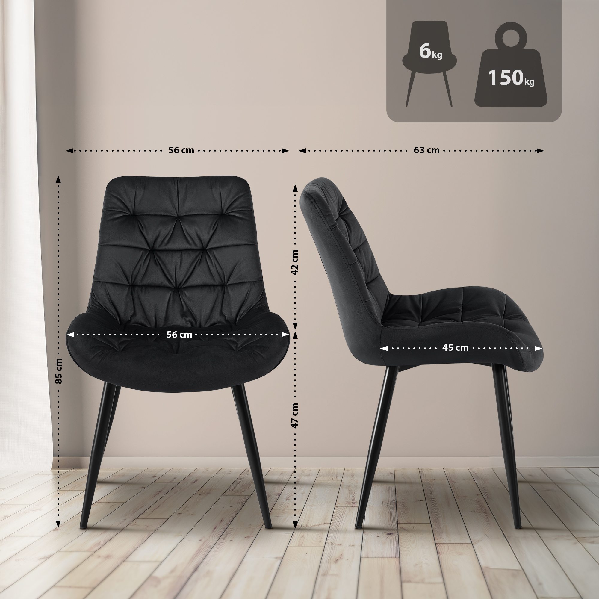 Lot de 2 chaises de salle à manger Rossford