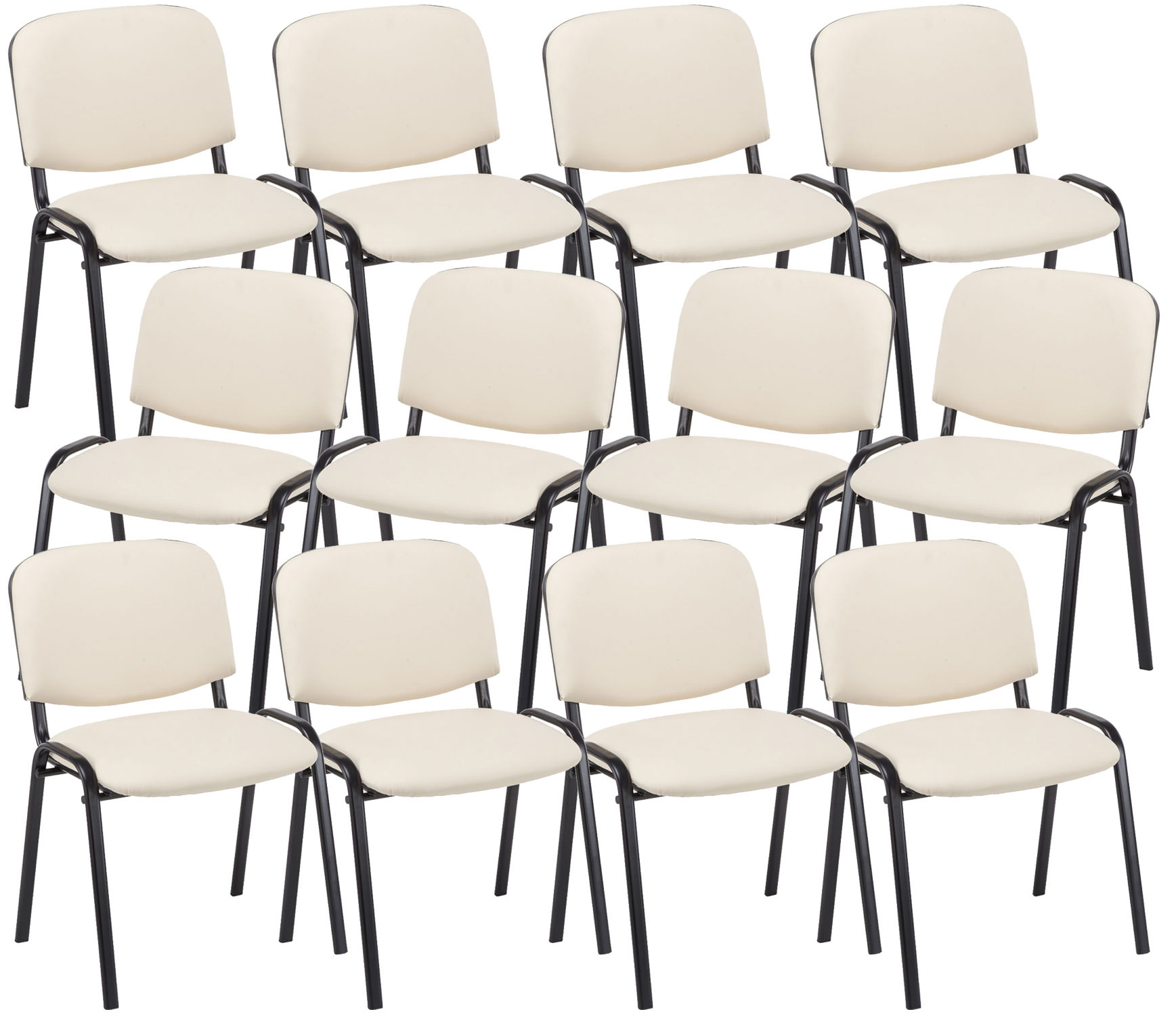 Lot de 12 chaises de visiteur Ken en similicuir