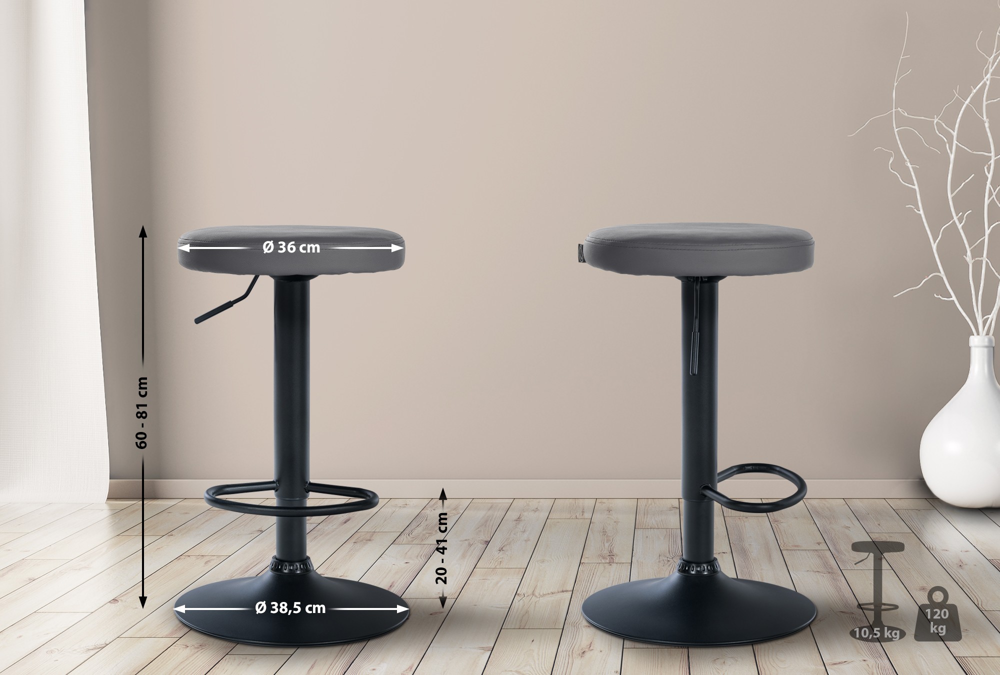 Lot de 2 tabourets de bar Ponte en similicuir