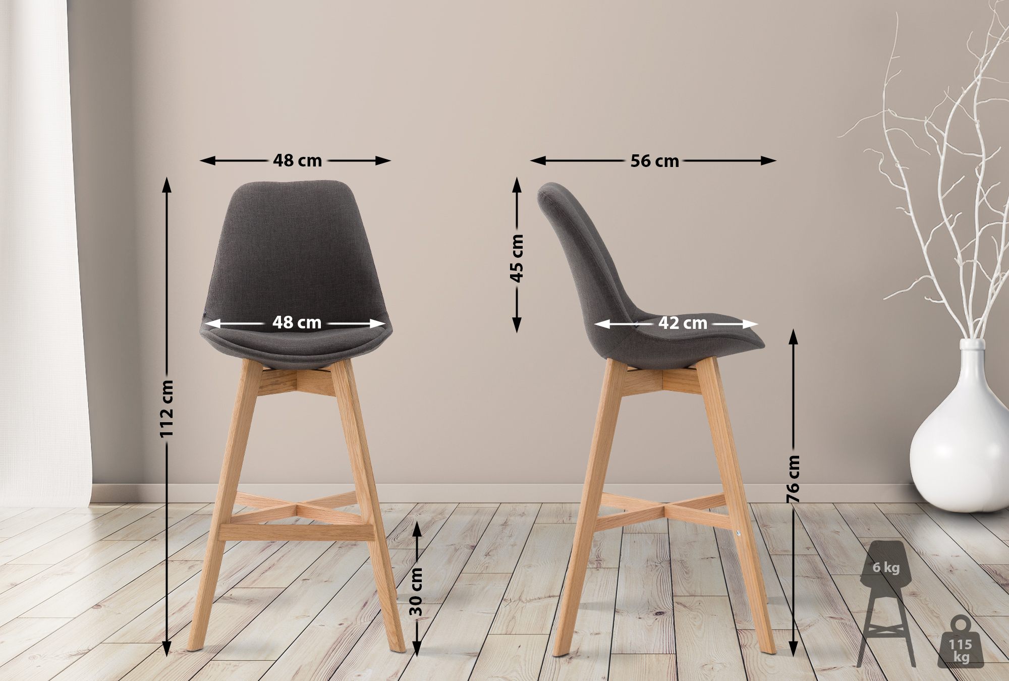 Lot de 2 tabourets de bar Cannes Tissu