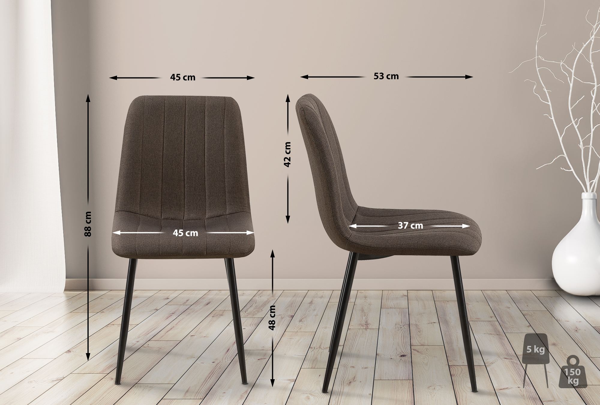 Chaise de salle à manger Dijon avec Piètement en métal noir