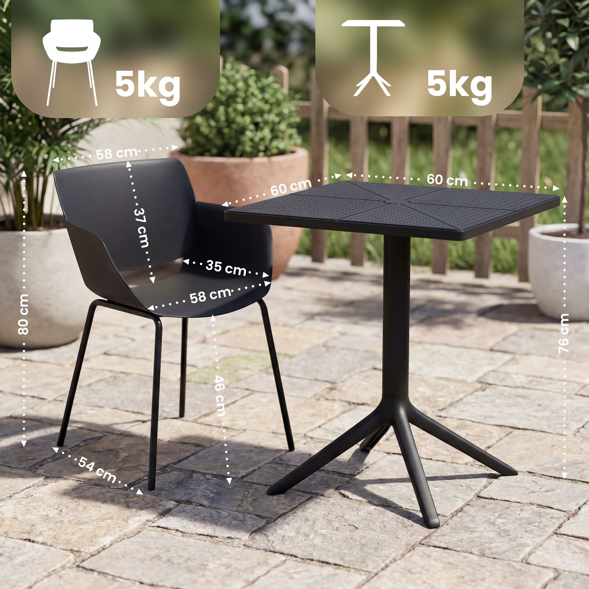 Salon de jardin Norva avec 2 chaises
