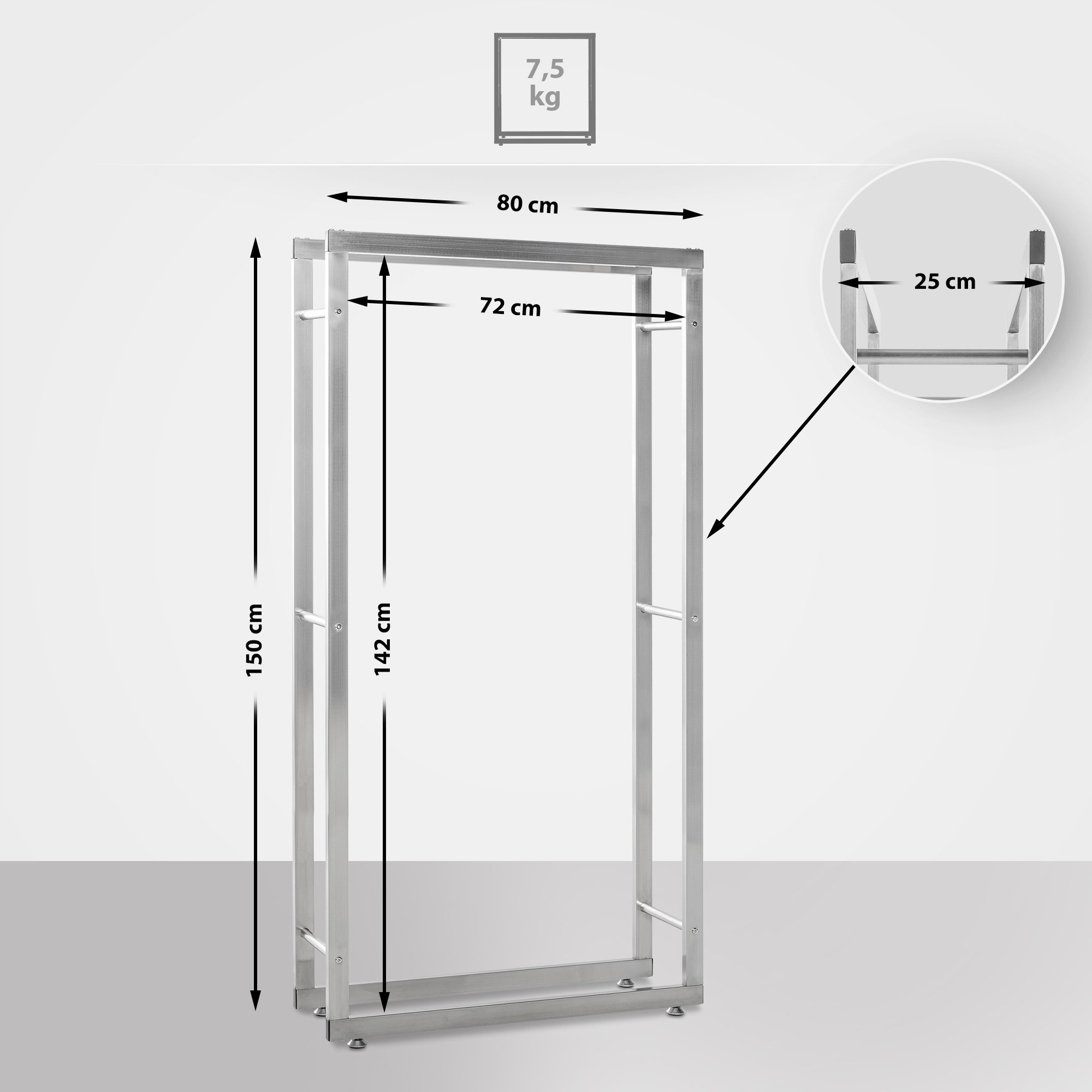 Porte-bûches Keri en acier inoxydable