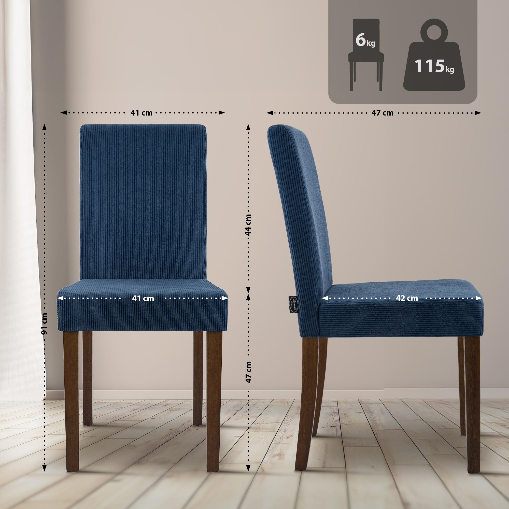 Chaise de salle à manger Ina velours côtelé