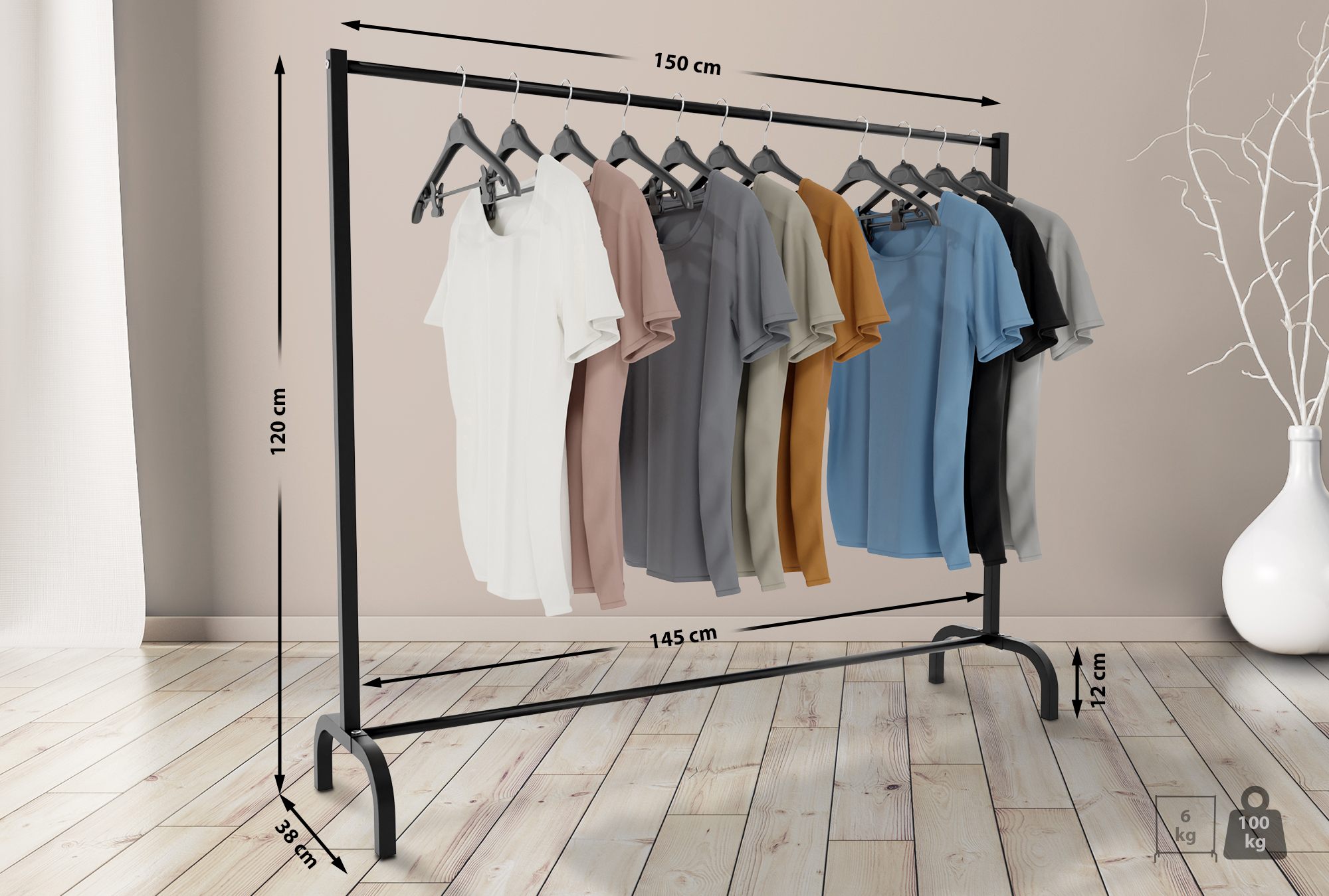 Portant à vêtement Lara dans le style industriel
