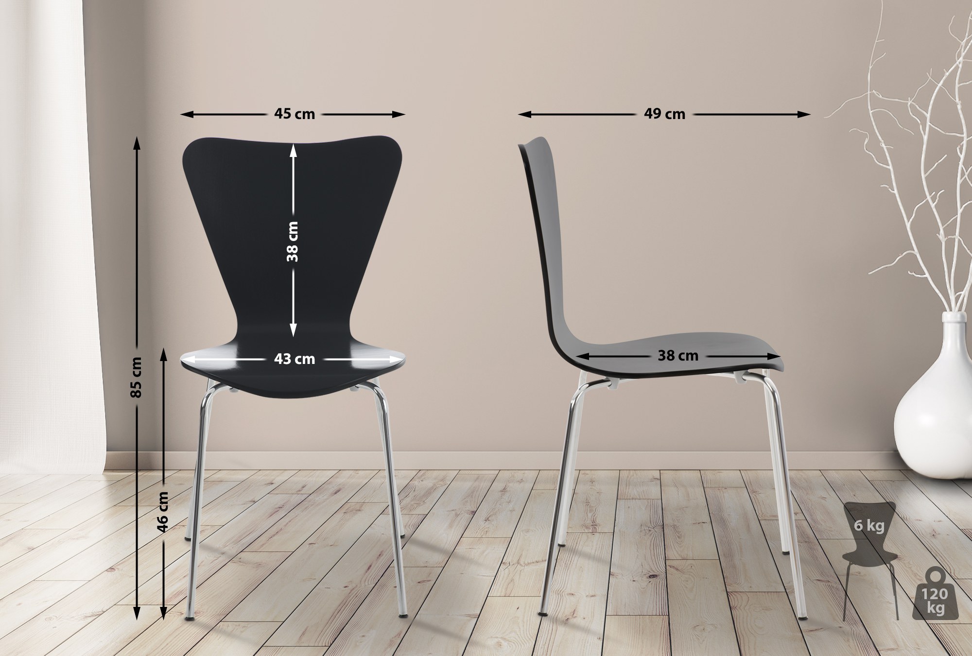 Lot de 16 chaises visiteur empilables Calisto