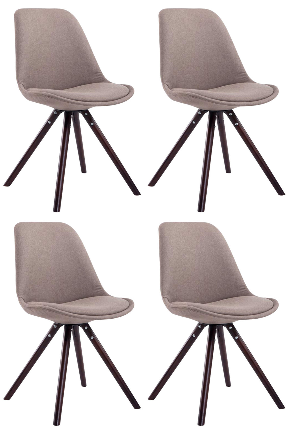 Lot de 4 Chaises de salle à manger Toulouse Tissu Pieds ronds bois