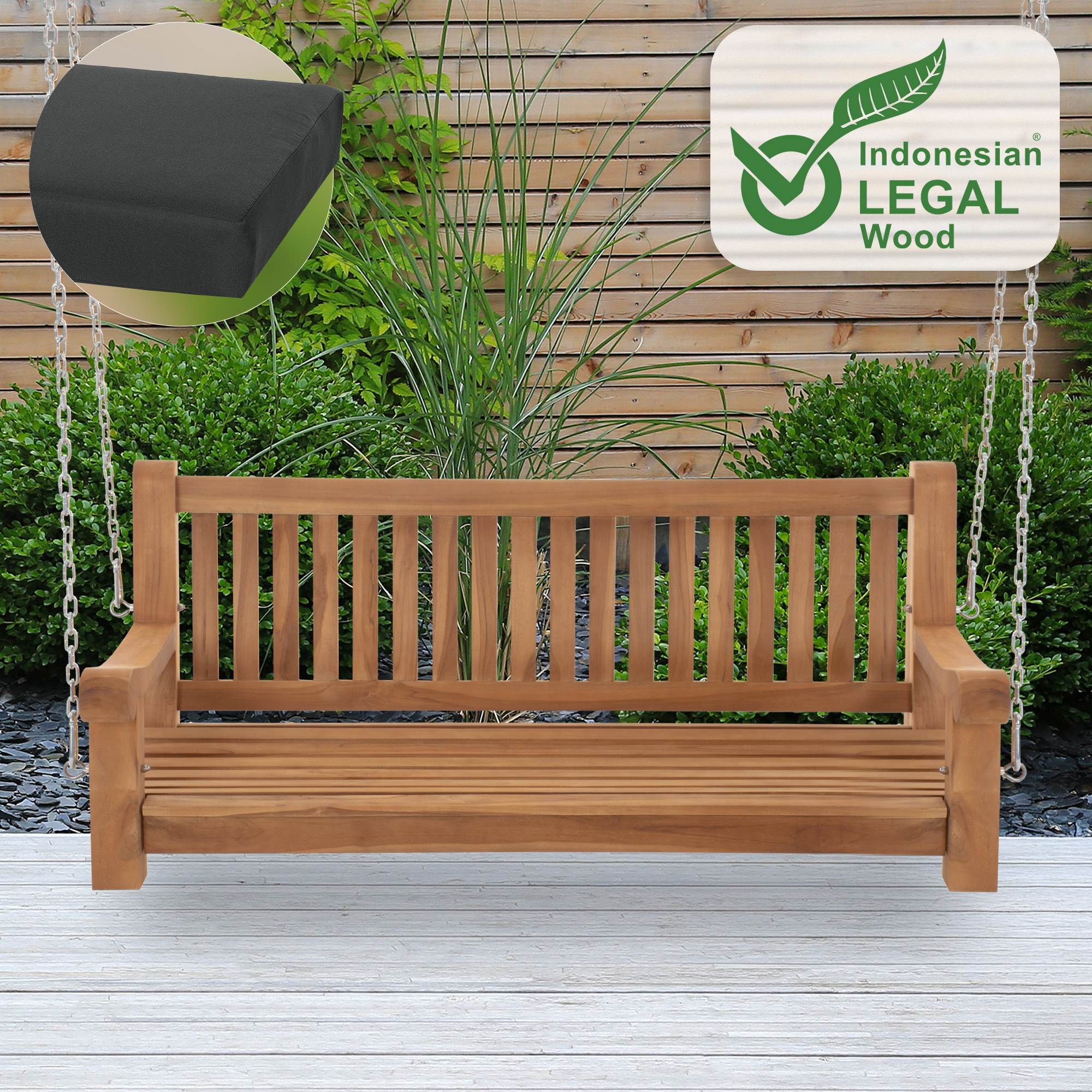 Banc à bascule résistant aux intempéries Joyce avec coussin de siège