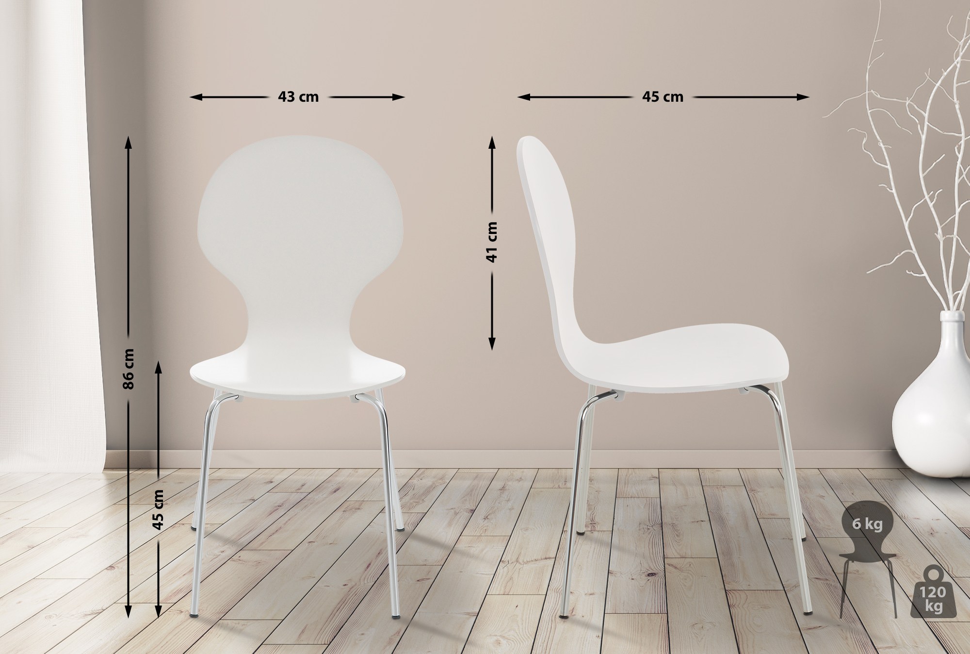 Lot de 16 chaises empilables en bois Diego