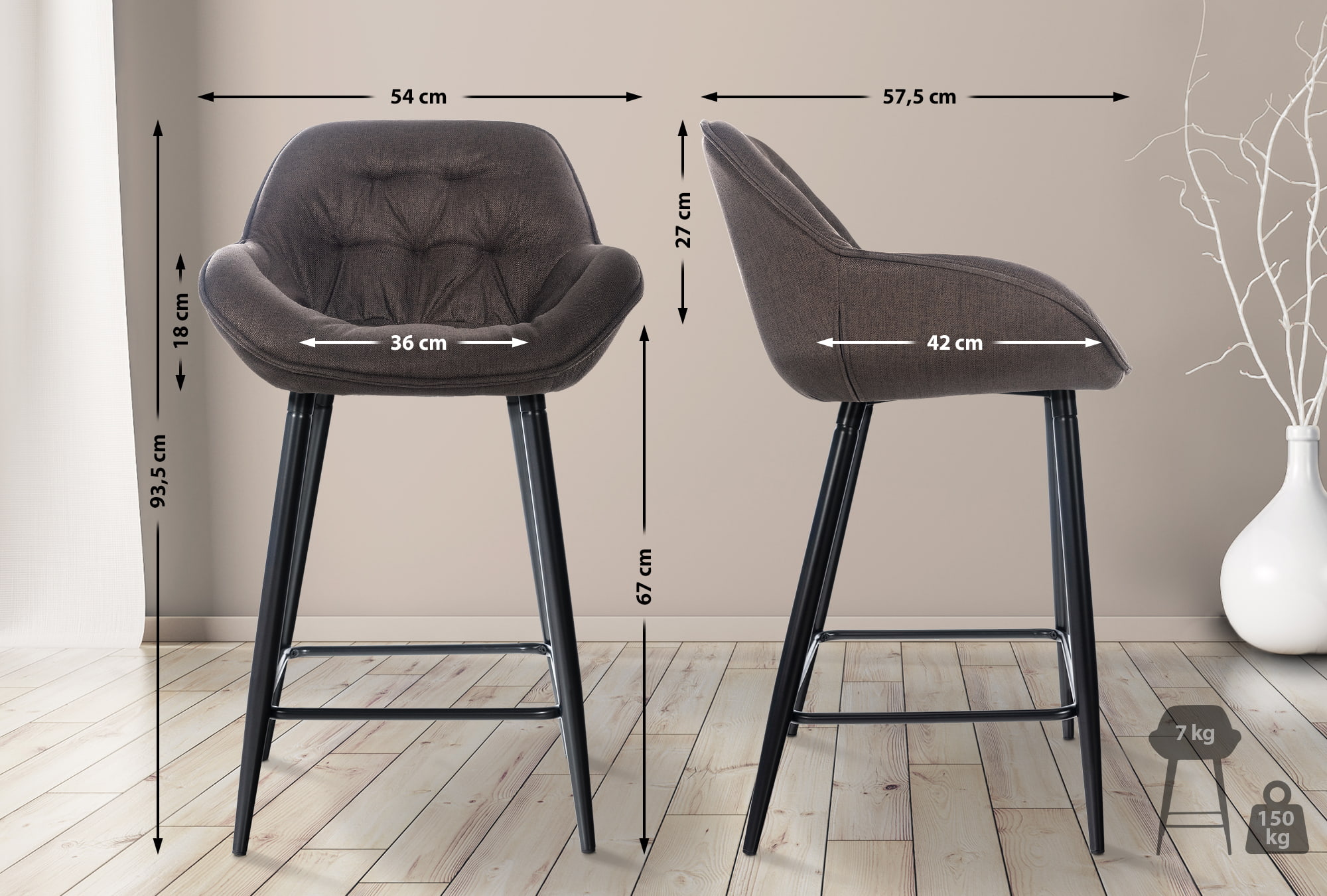 Tabouret de bar Gibson avec Pieds en Métal