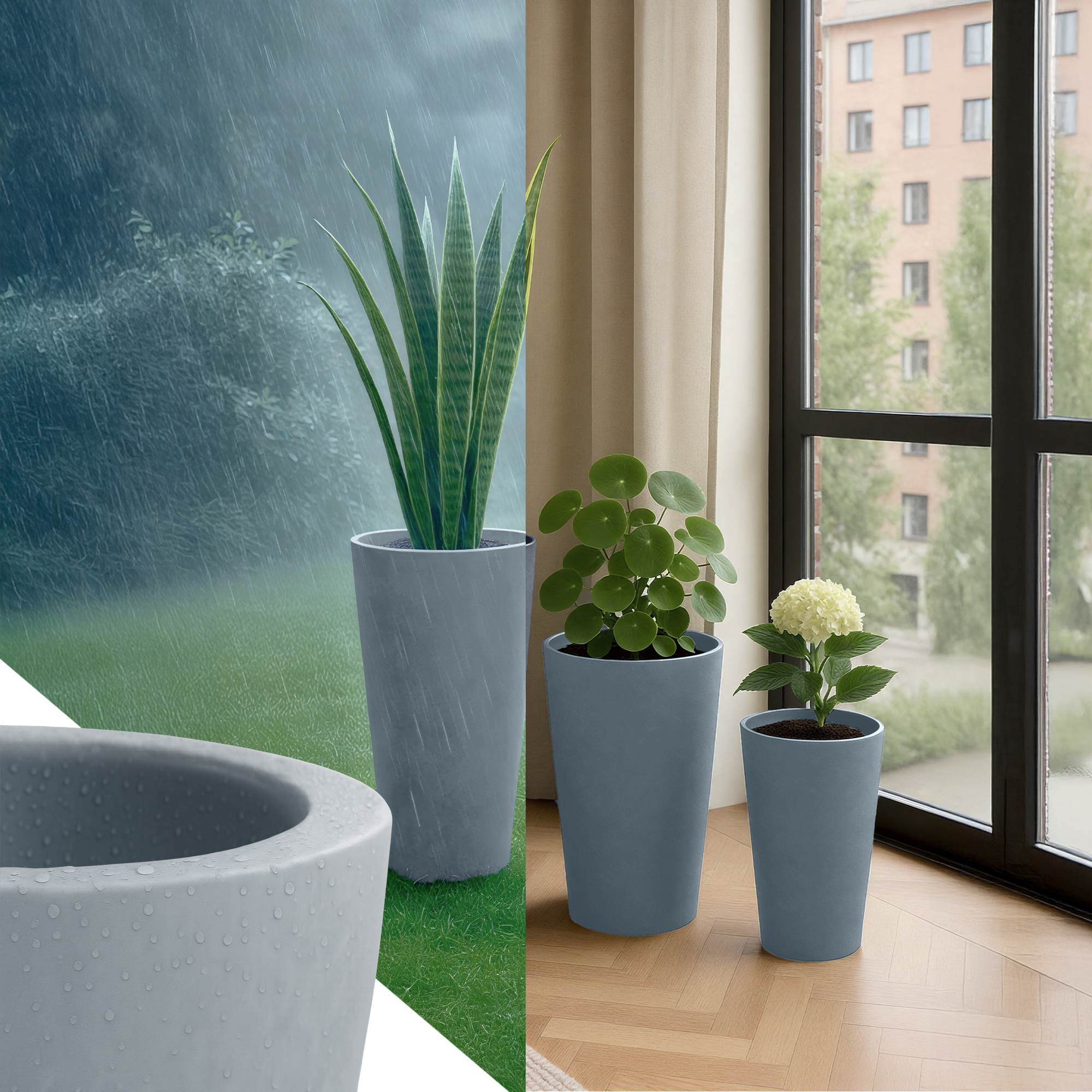 Set de 3 bacs à plantes ronds 3