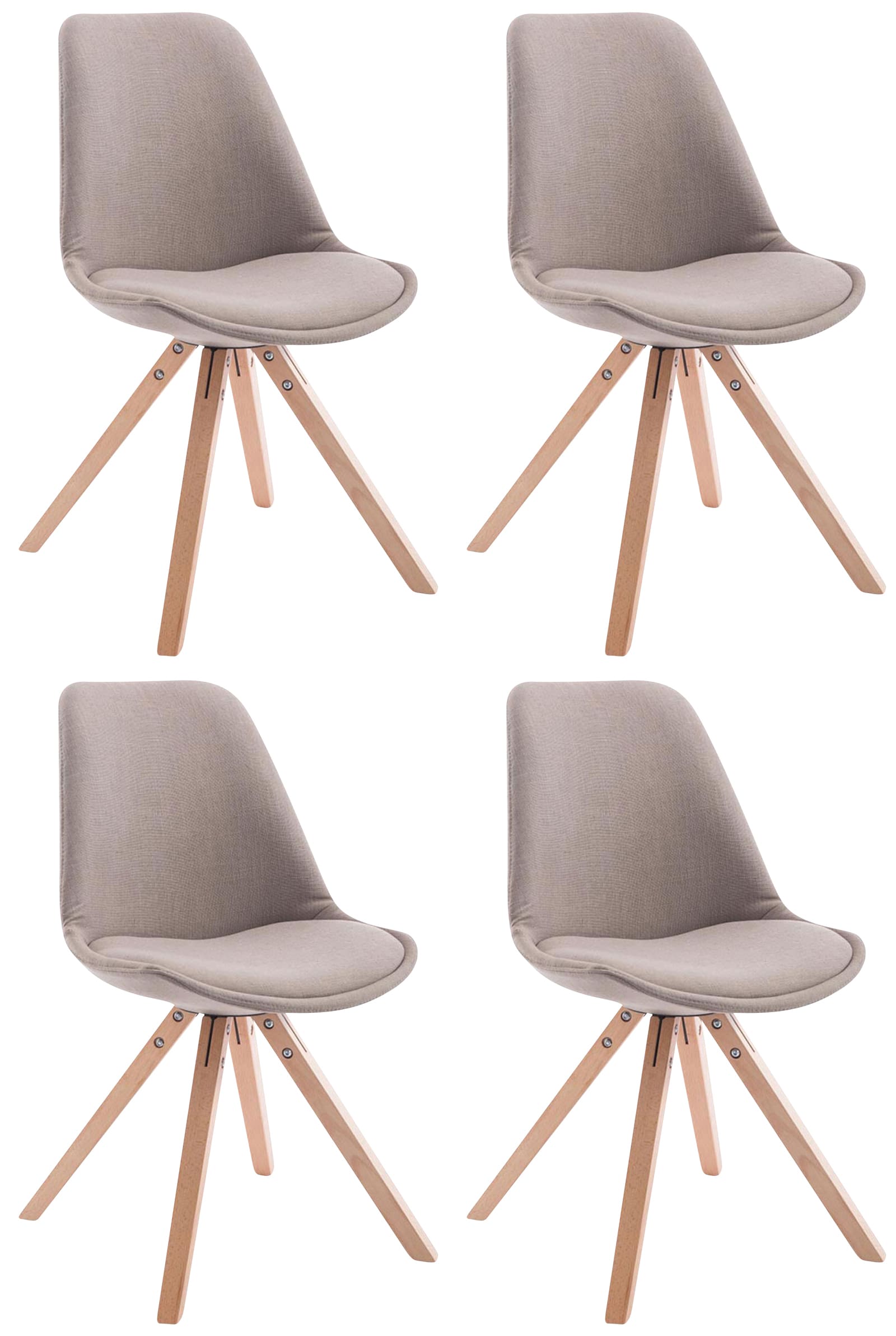 Lot de 4 Chaises de salle à manger Toulouse Tissu Pieds carrés bois