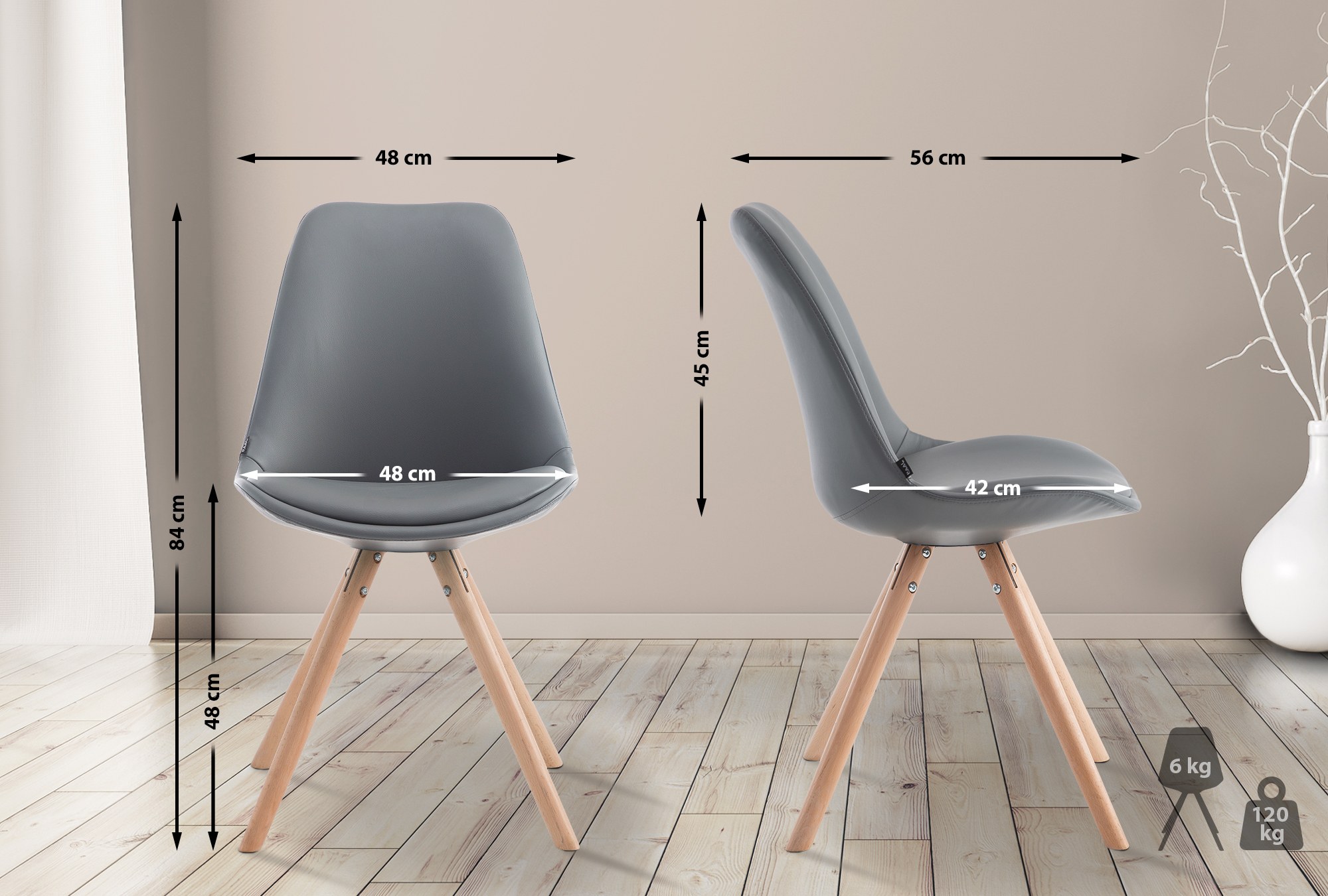 Chaise visiteur LAVAL similicuir pieds ronds