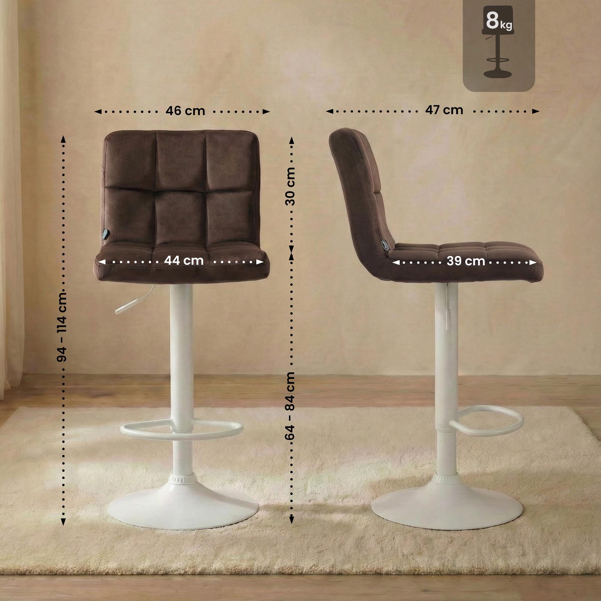 Lot de 2 tabourets de bar Peru velours