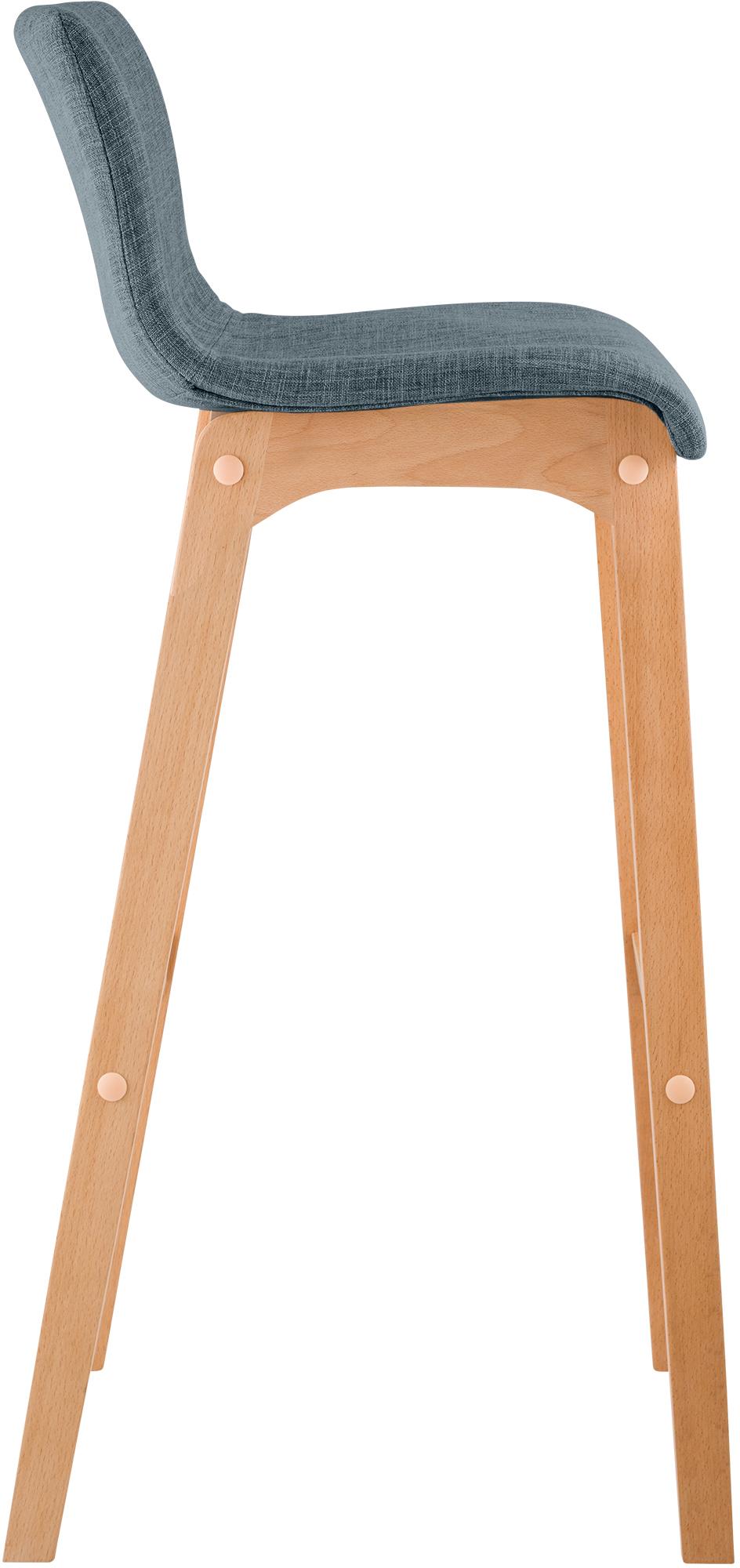Lot de 2 tabourets de bar Hover en tissu, piètement à quatre pieds en bois naturel