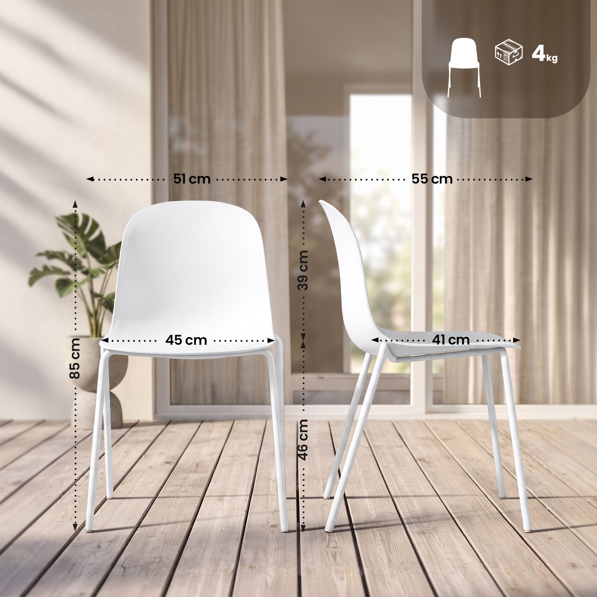 Lot de 4 chaises empilables Hardin