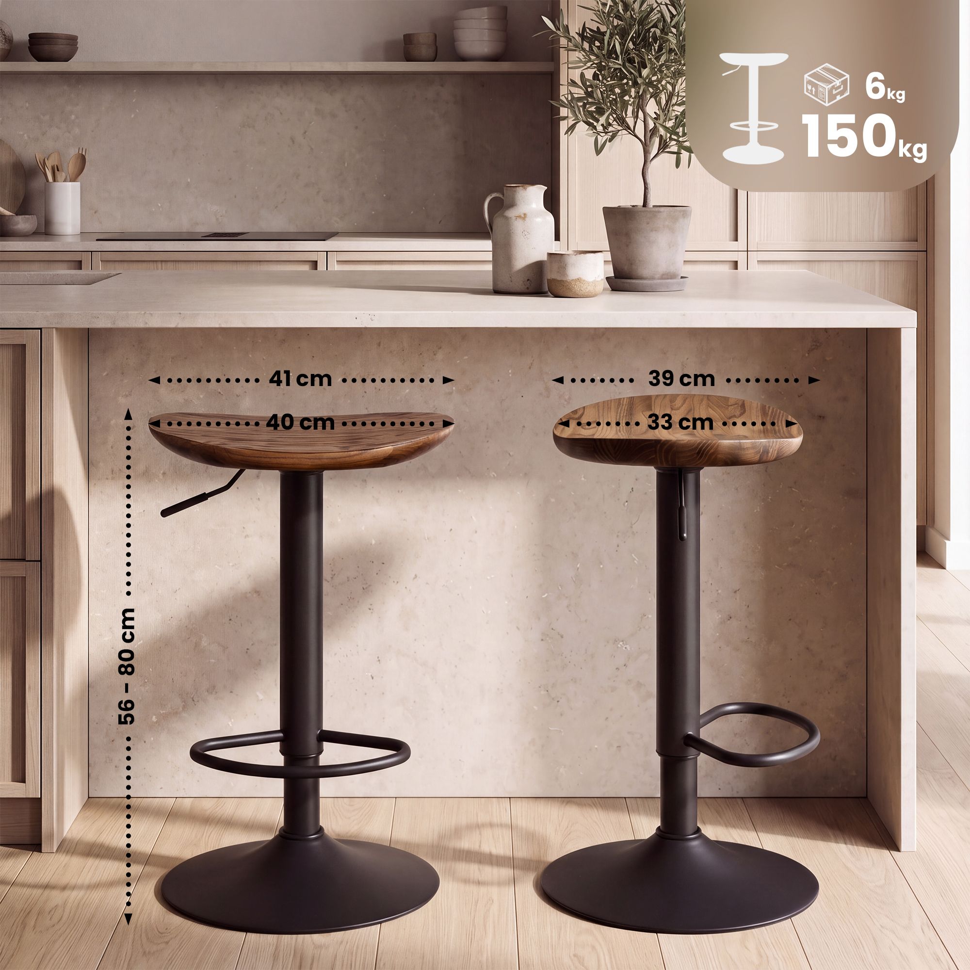 Lot de 2 tabourets de bar Skelde