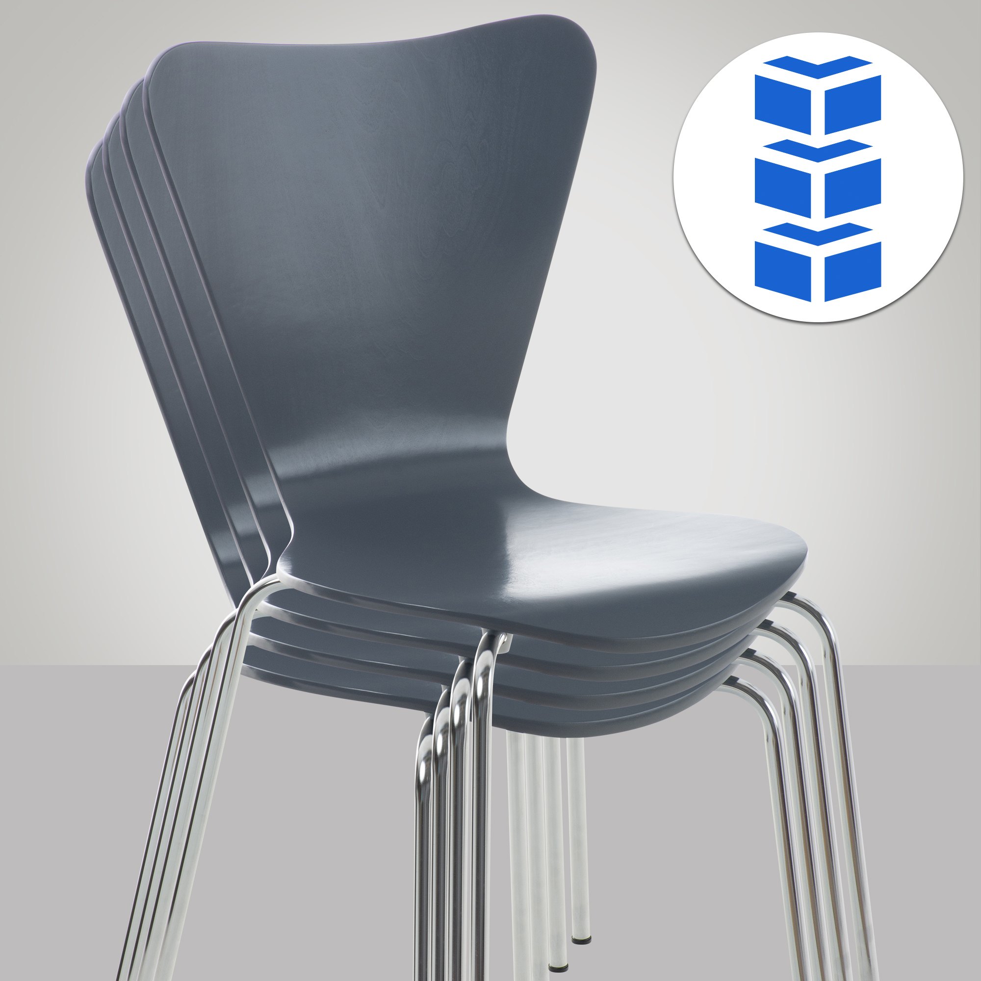 Lot de 8 chaises visiteur empilables Calisto