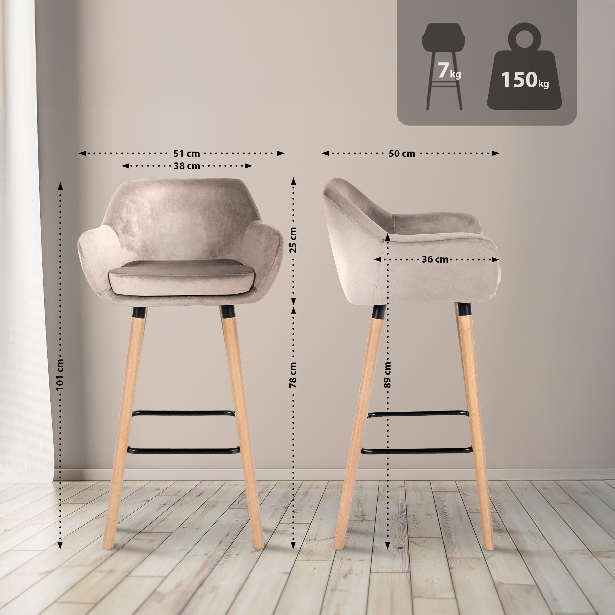 Lot de 2 tabourets de bar Grant en velours