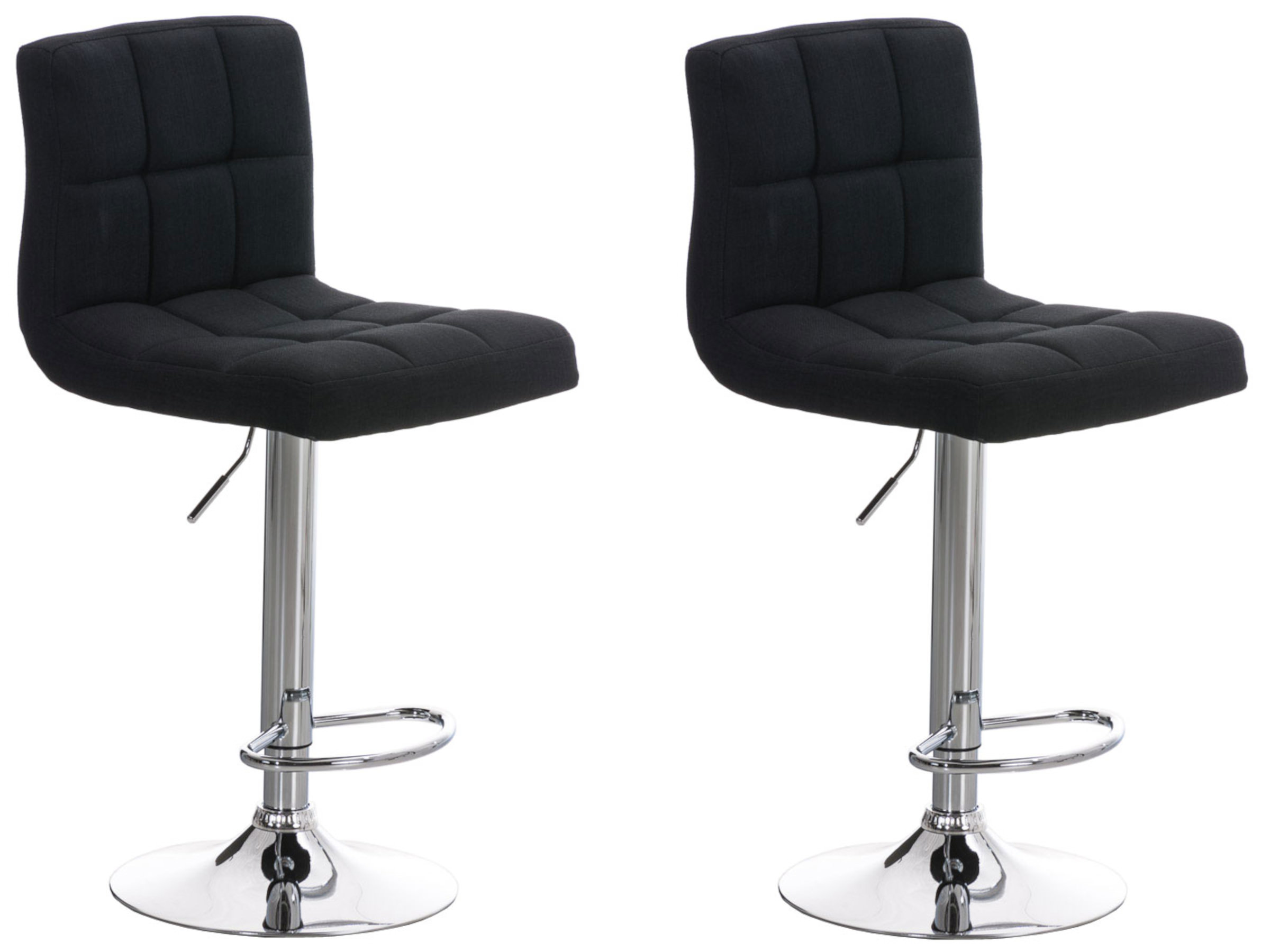 Lot de 2 Tabourets de bar Peru en Tissu Piètement Métal Pivotant et Ajustable
