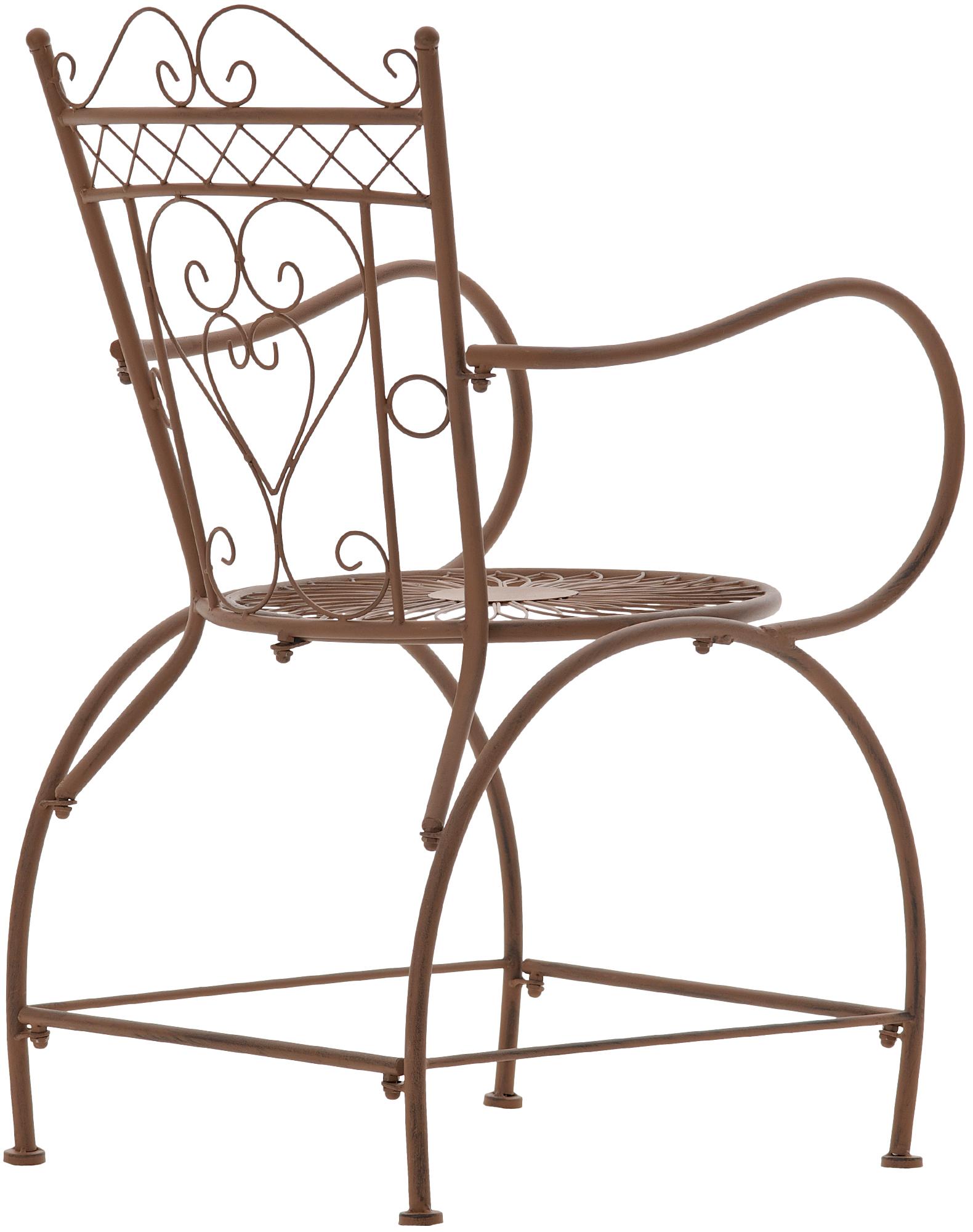Chaise d'extérieur Sheela en fer avec accoudoirs et repose-pieds
