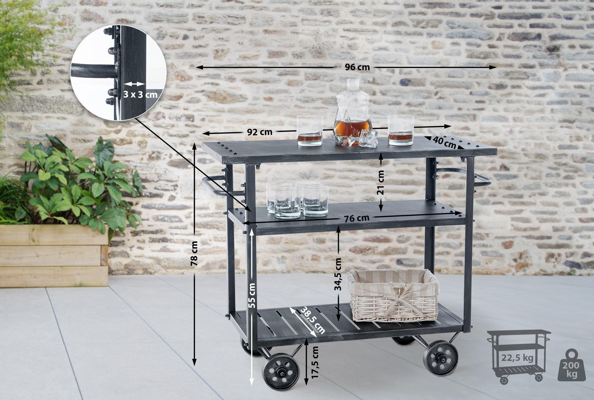 Chariot de service Spring dans le style industriel