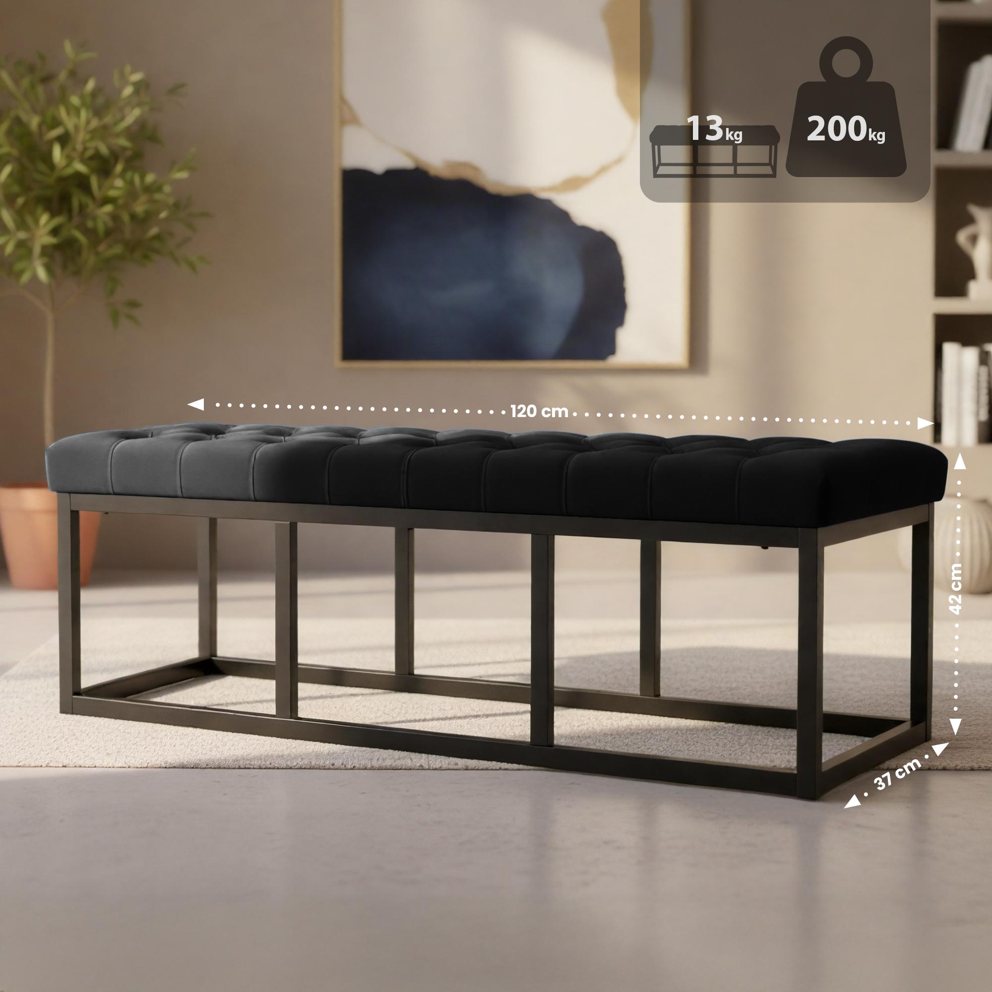 Banc Polson Velours Noir