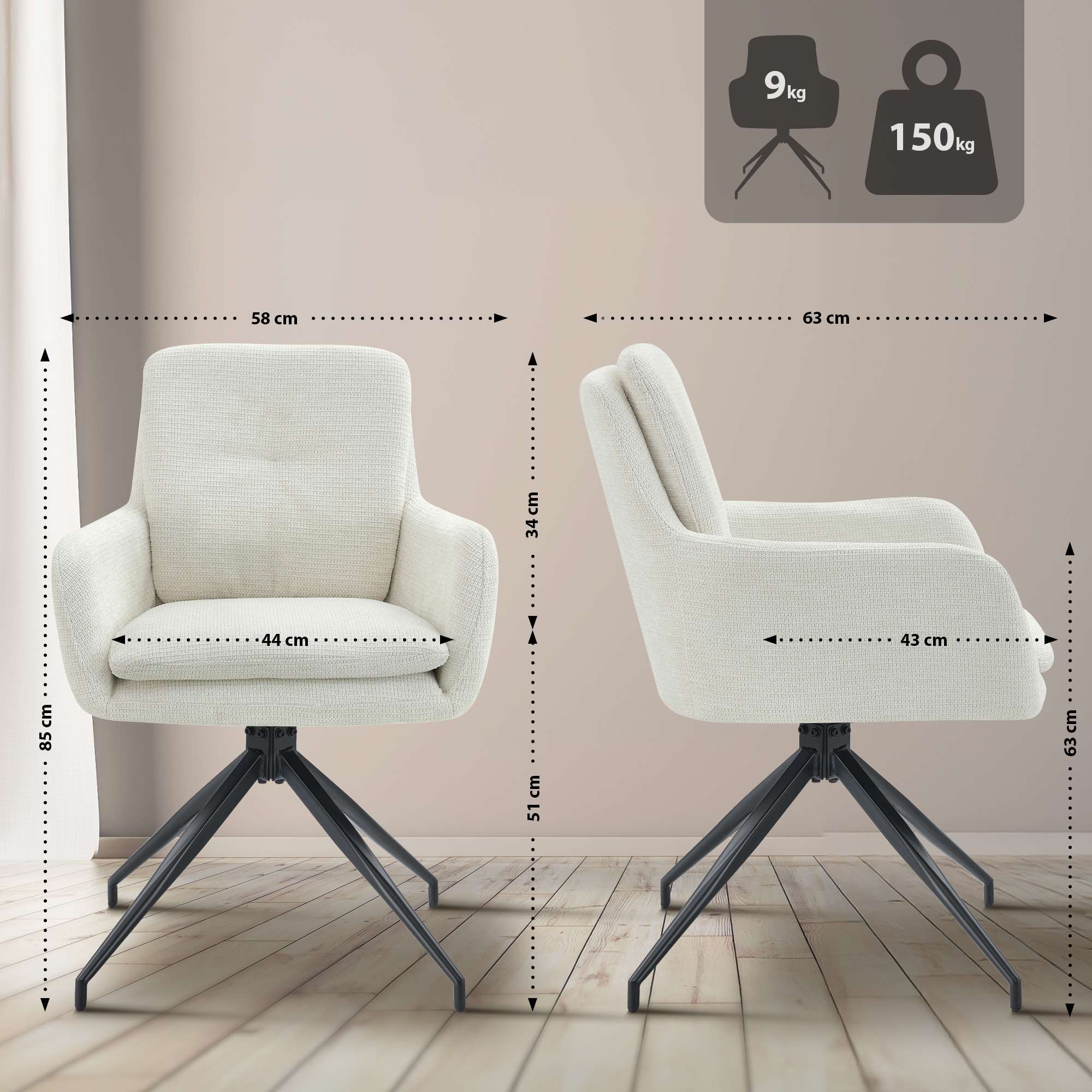 Chaise de salle à manger Pickett en tissu
