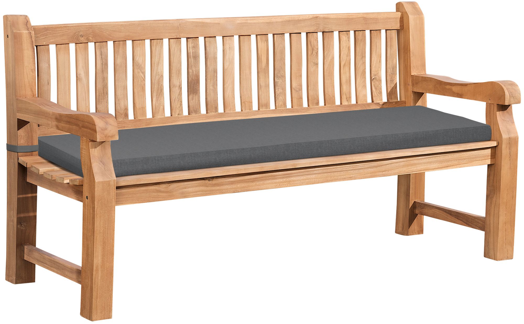 Banc de jardin en teck Daxon avec coussin d'assise