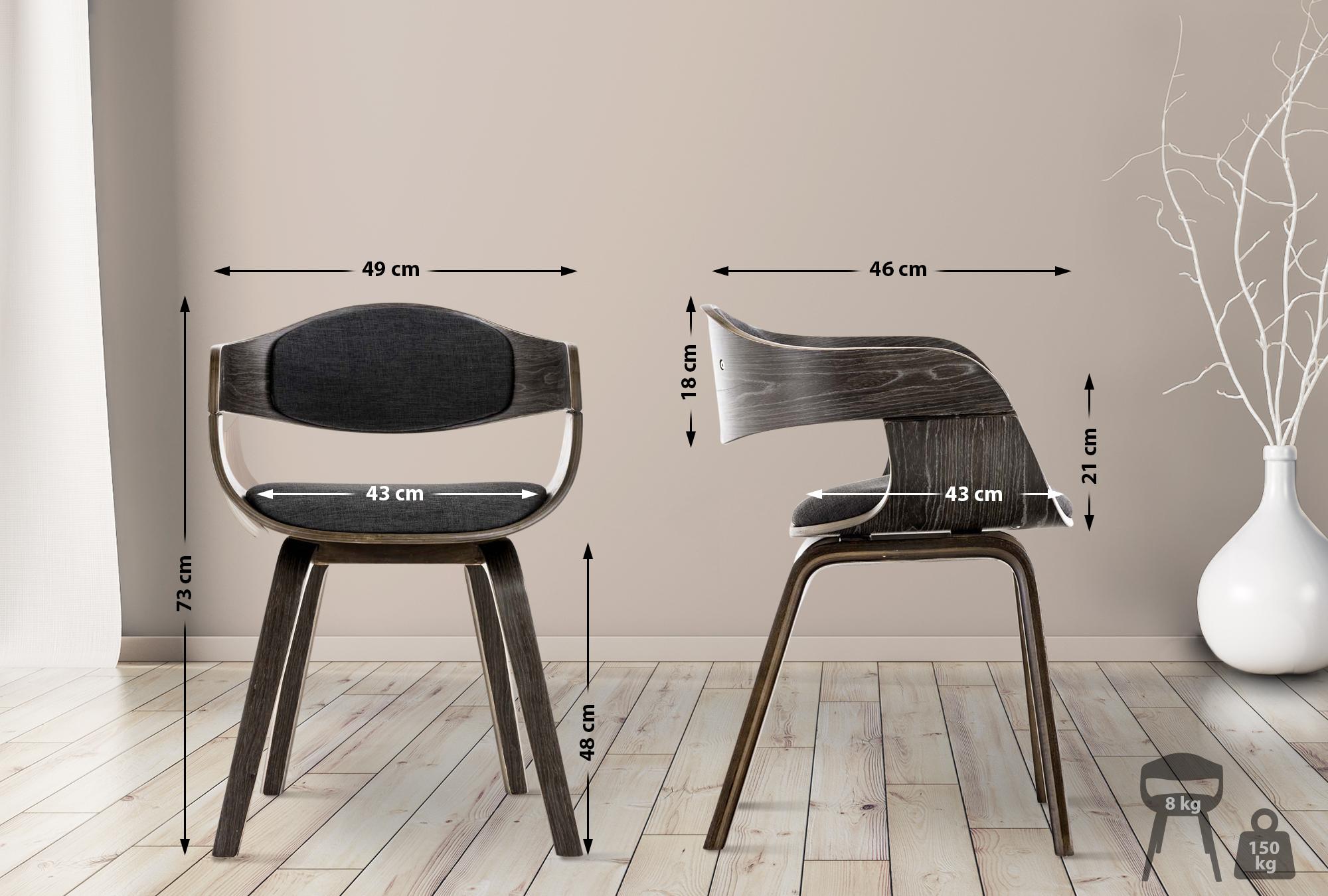 Lot de 2 chaises de salle à manger Kingston en Tissu