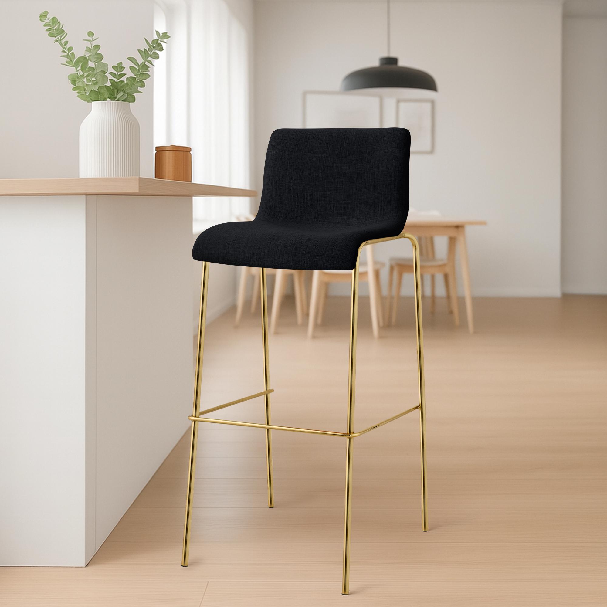 Tabouret de bar Hover tissu cadre à quatre pieds doré