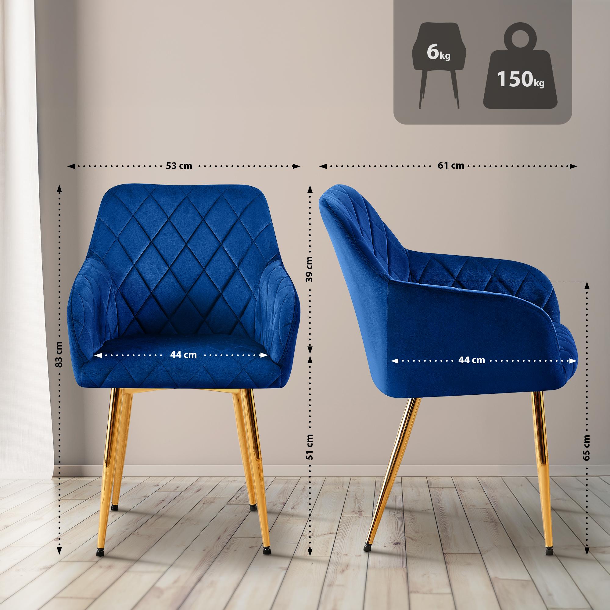 Lot de 2 chaises de salle à manger Monett velours