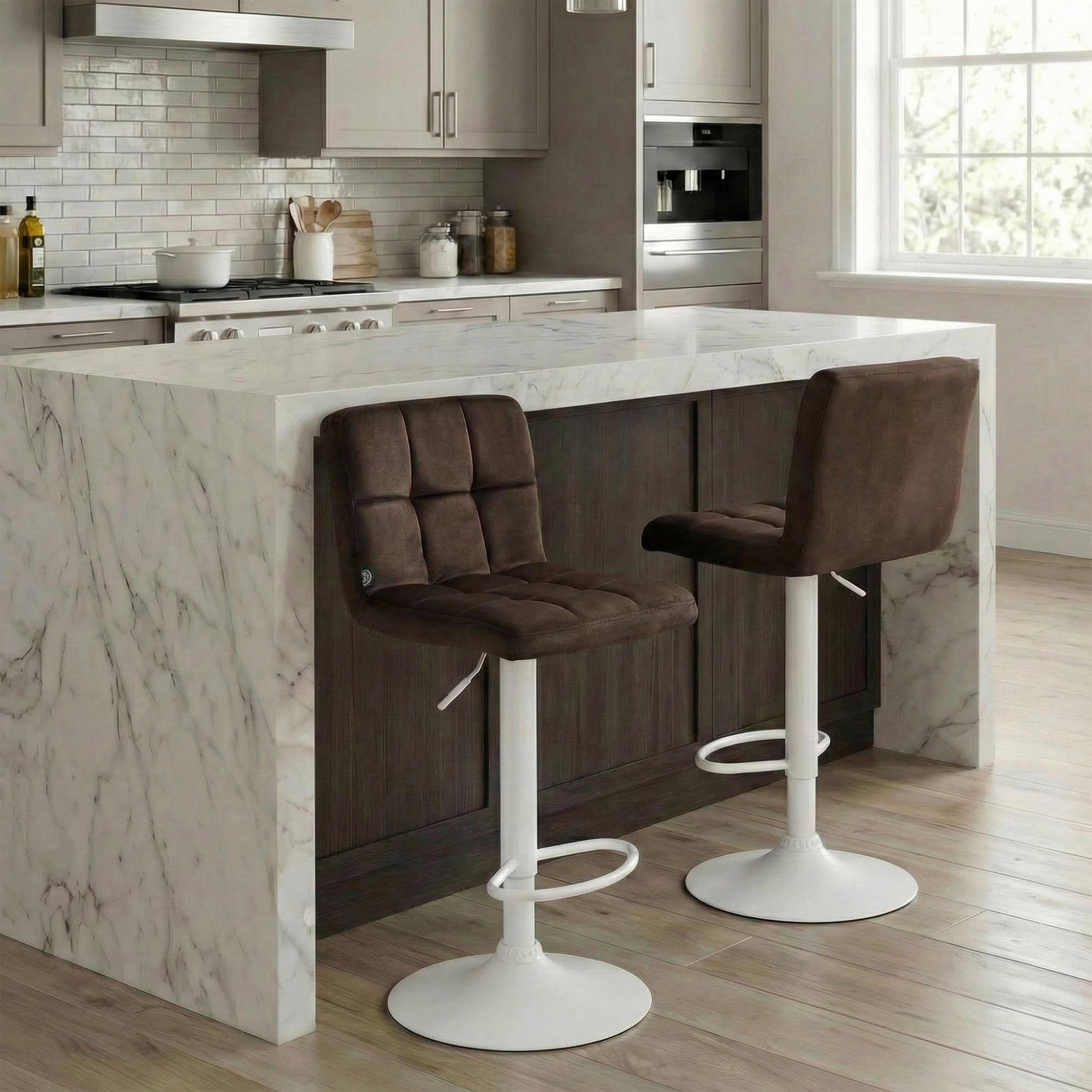 Lot de 2 tabourets de bar Peru velours