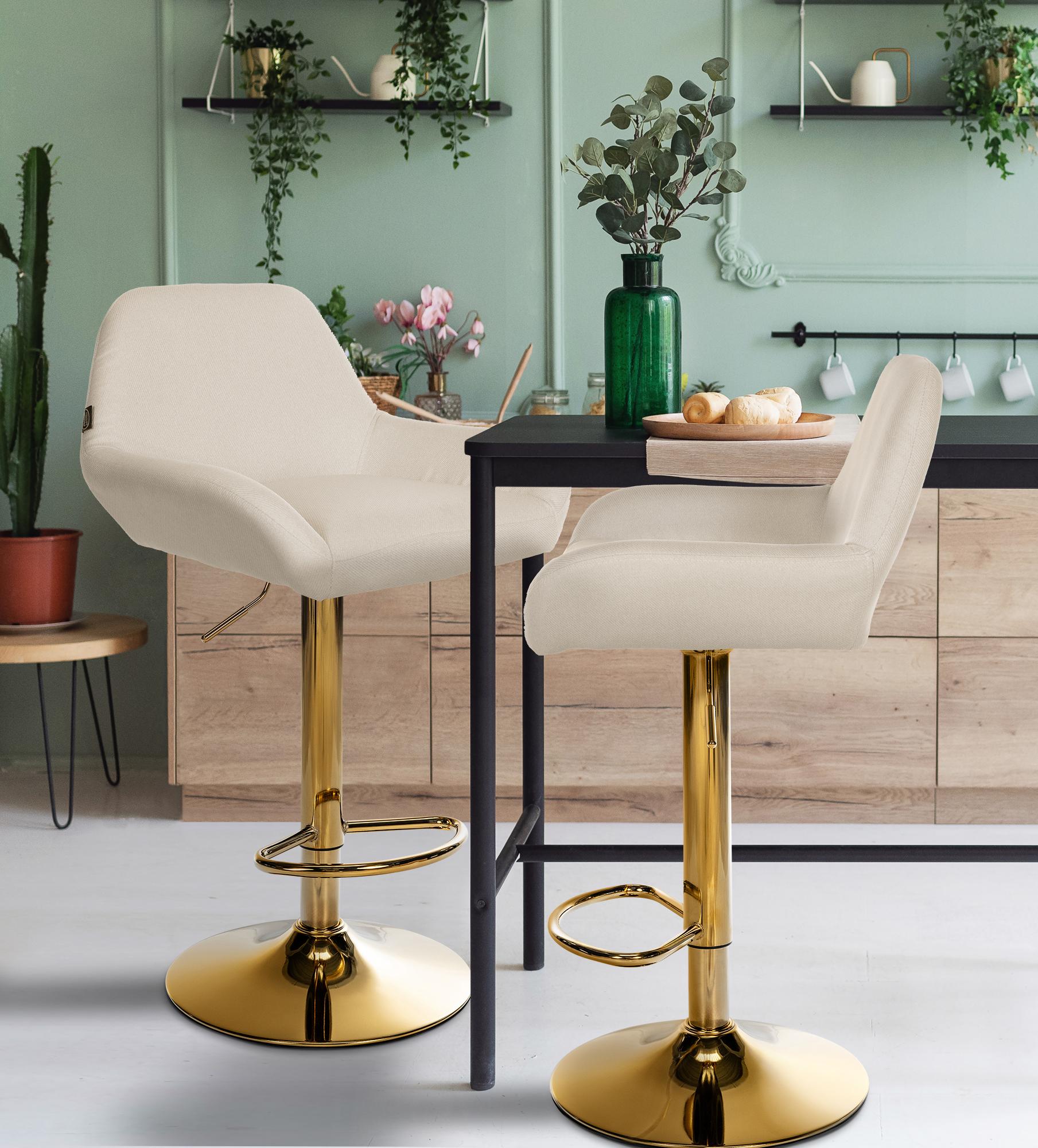 Lot de 2 tabourets de bar Braga Gold tissu