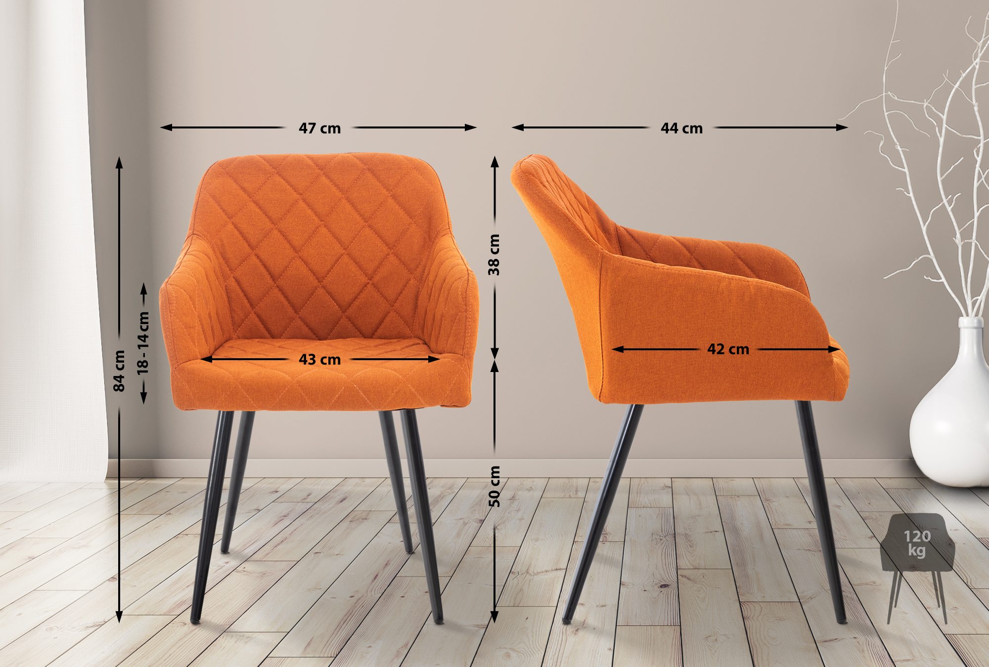 Chaise de salle à manger Shila avec Piètement en Métal noir