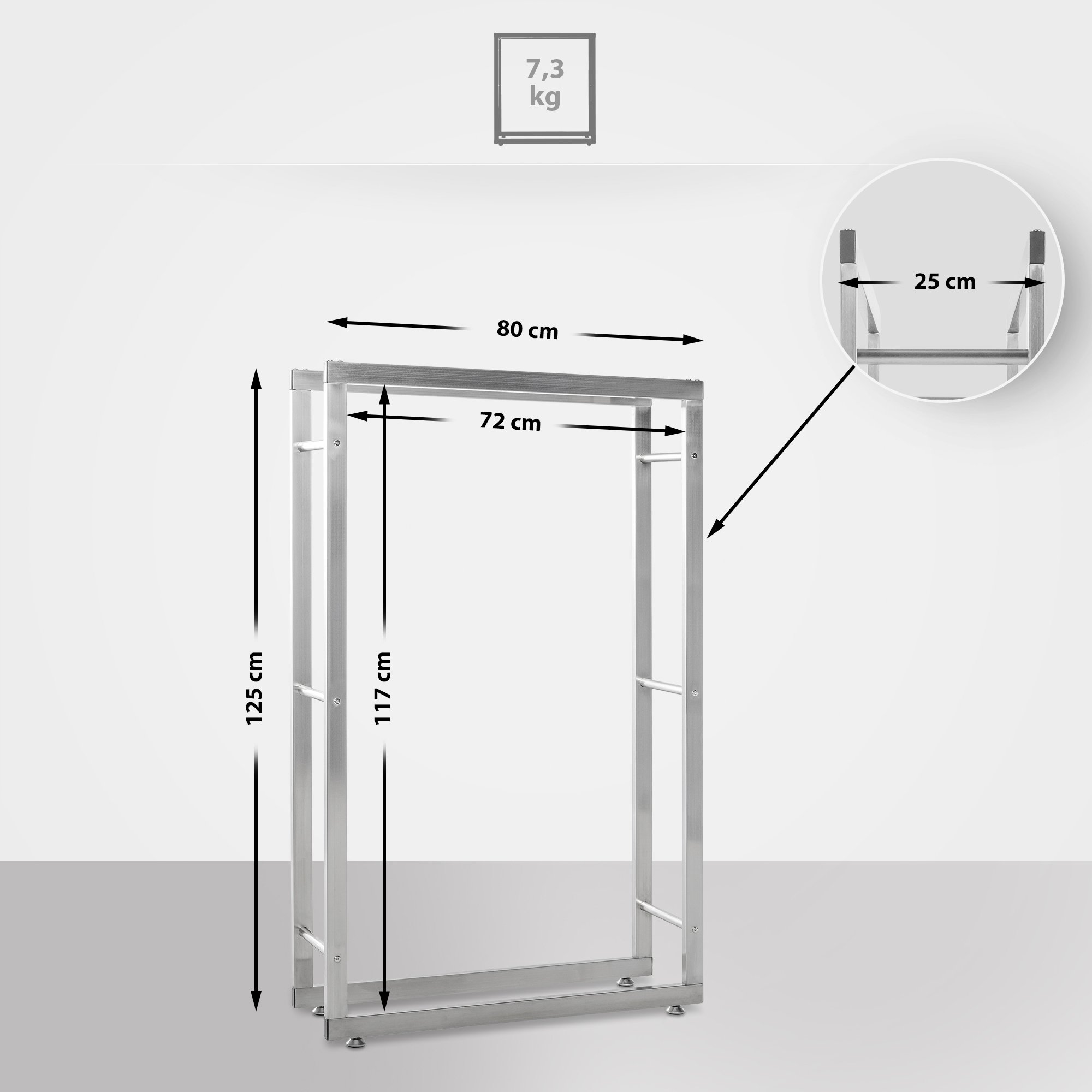 Porte-bûches Keri en acier inoxydable
