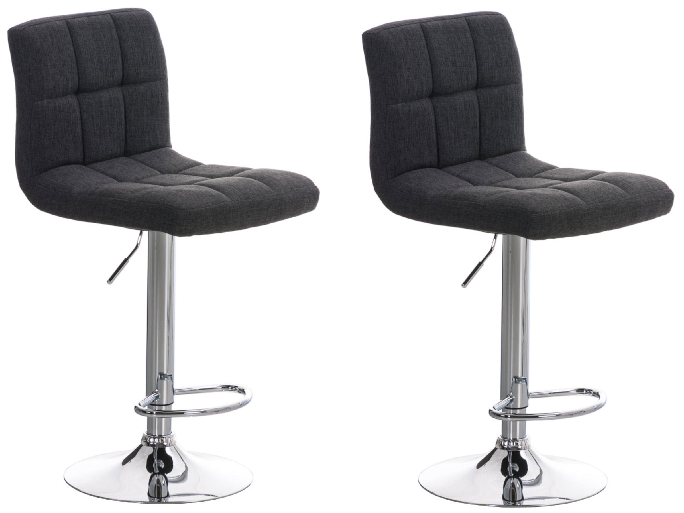 Lot de 2 Tabourets de bar Peru en Tissu Piètement Métal Pivotant et Ajustable