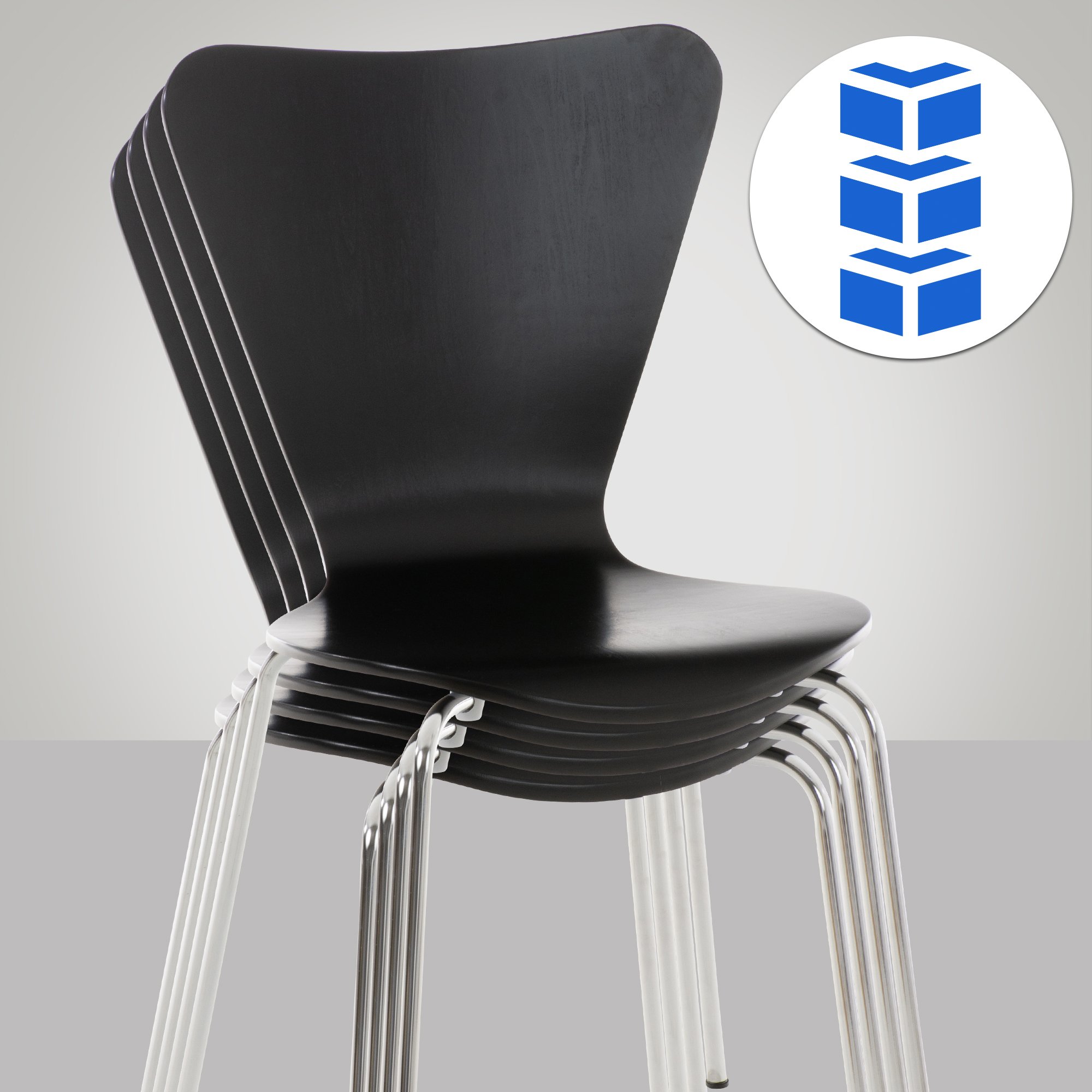 Lot de 16 chaises visiteur empilables Calisto