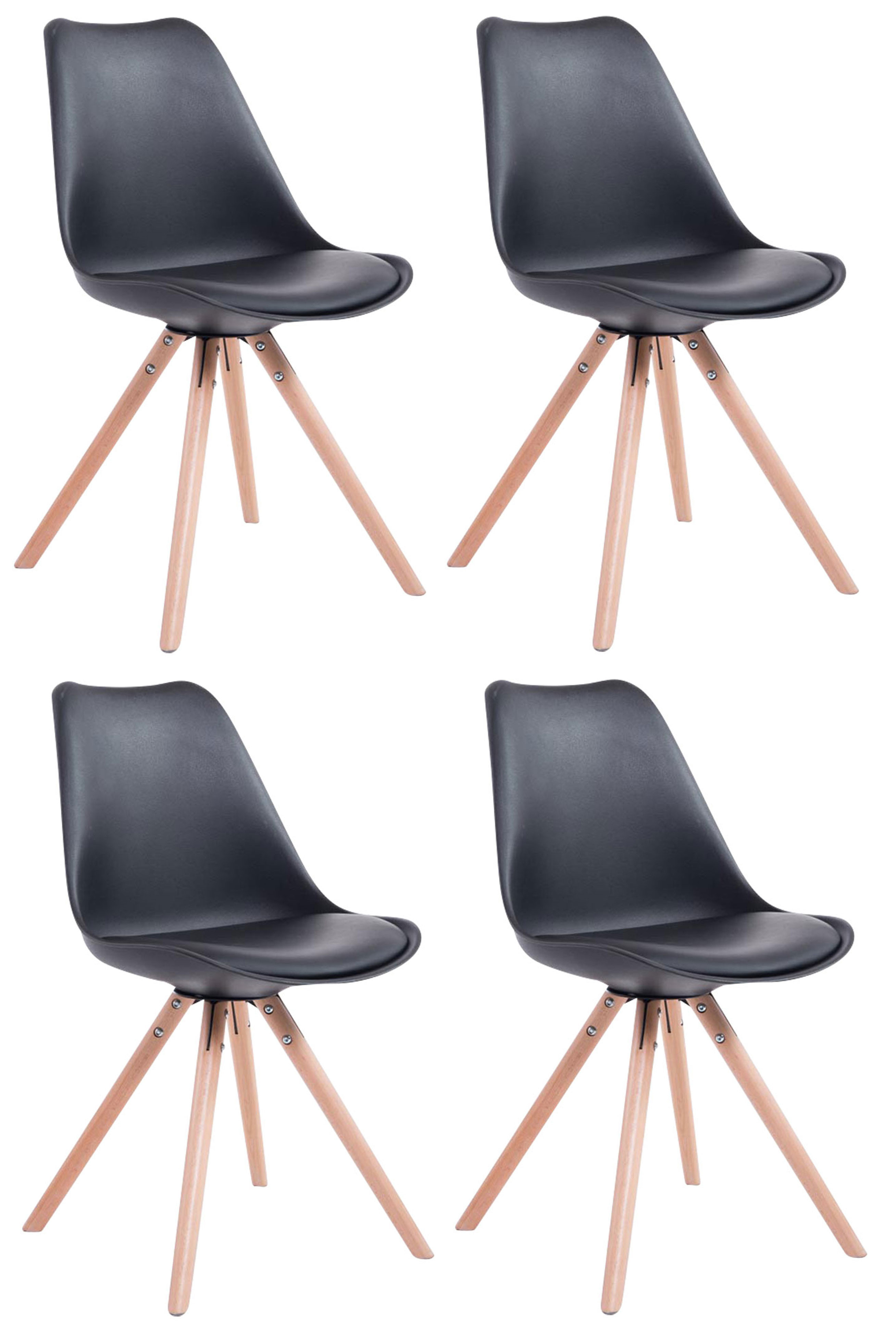 Lot de 4 Chaises de salle à manger Toulouse Similicuir Pieds ronds bois