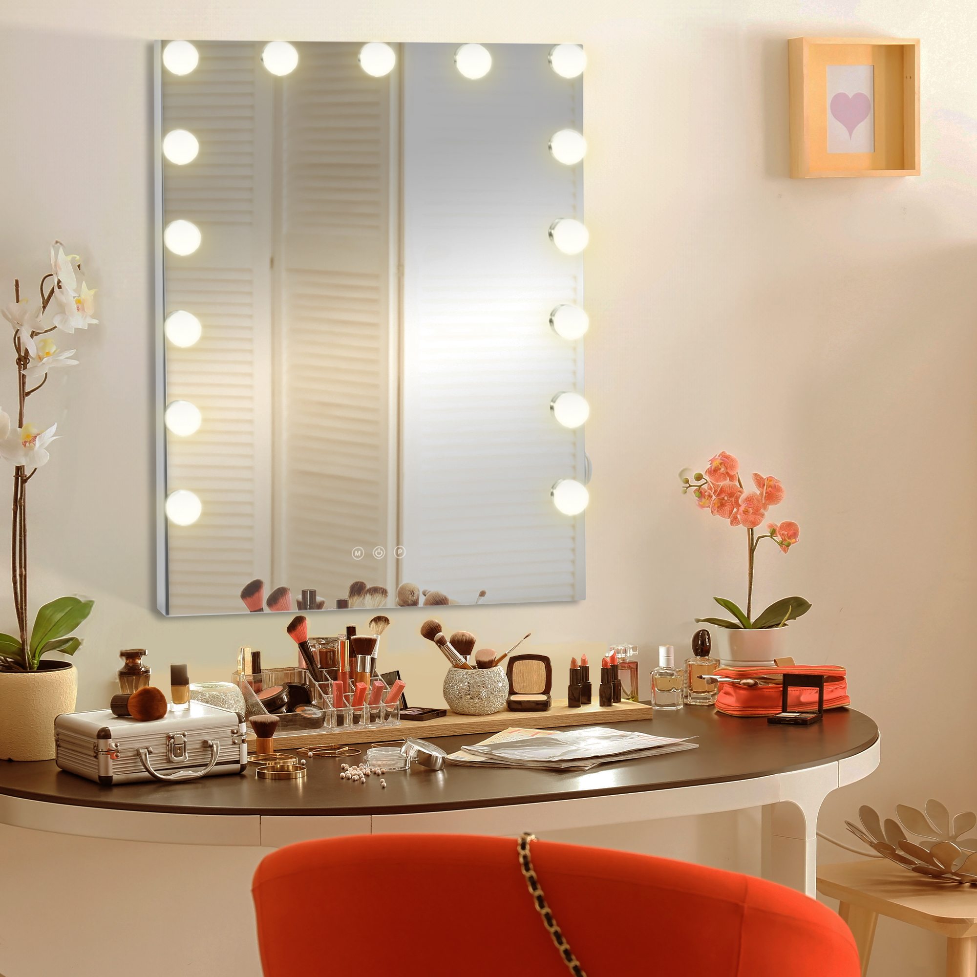 Miroir Led de Maquillage Murrieta avec lumière réglable et port USB