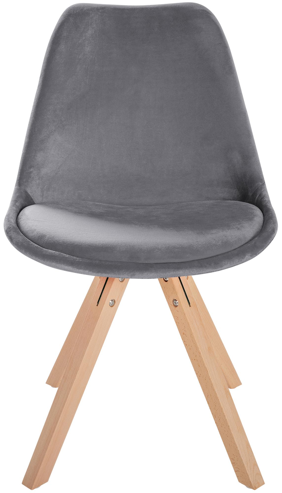 Lot de 4 chaises de salle à manger Sofia en velours Pieds en bois