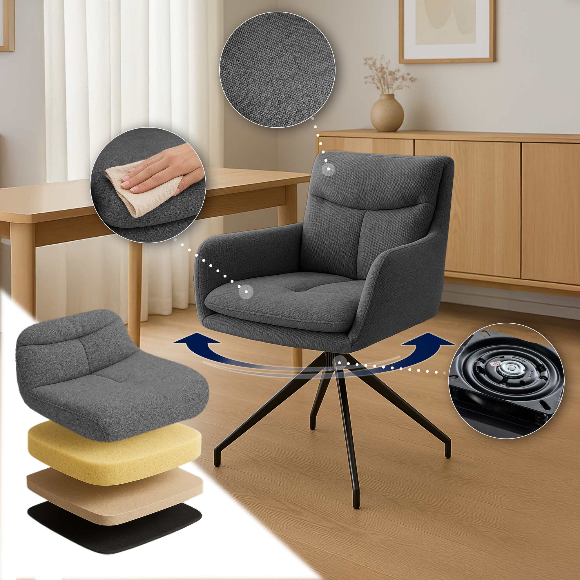 Chaise de salle à manger Somers Tissu