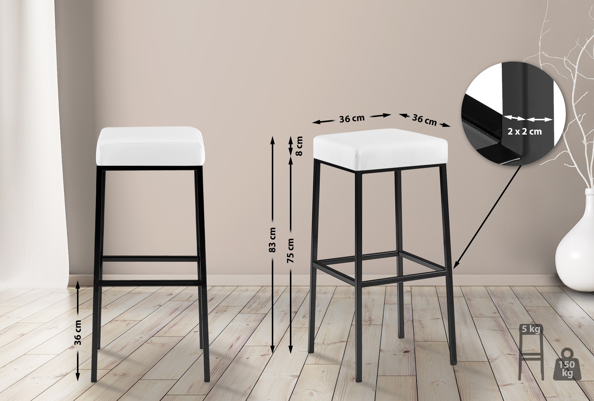Lot de 2 tabourets de bar Montréal en similicuir
