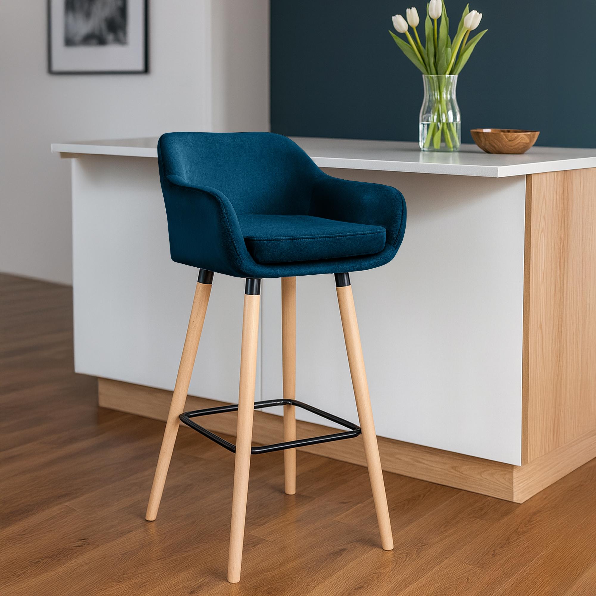 Lot de 2 tabourets de bar Grant en velours