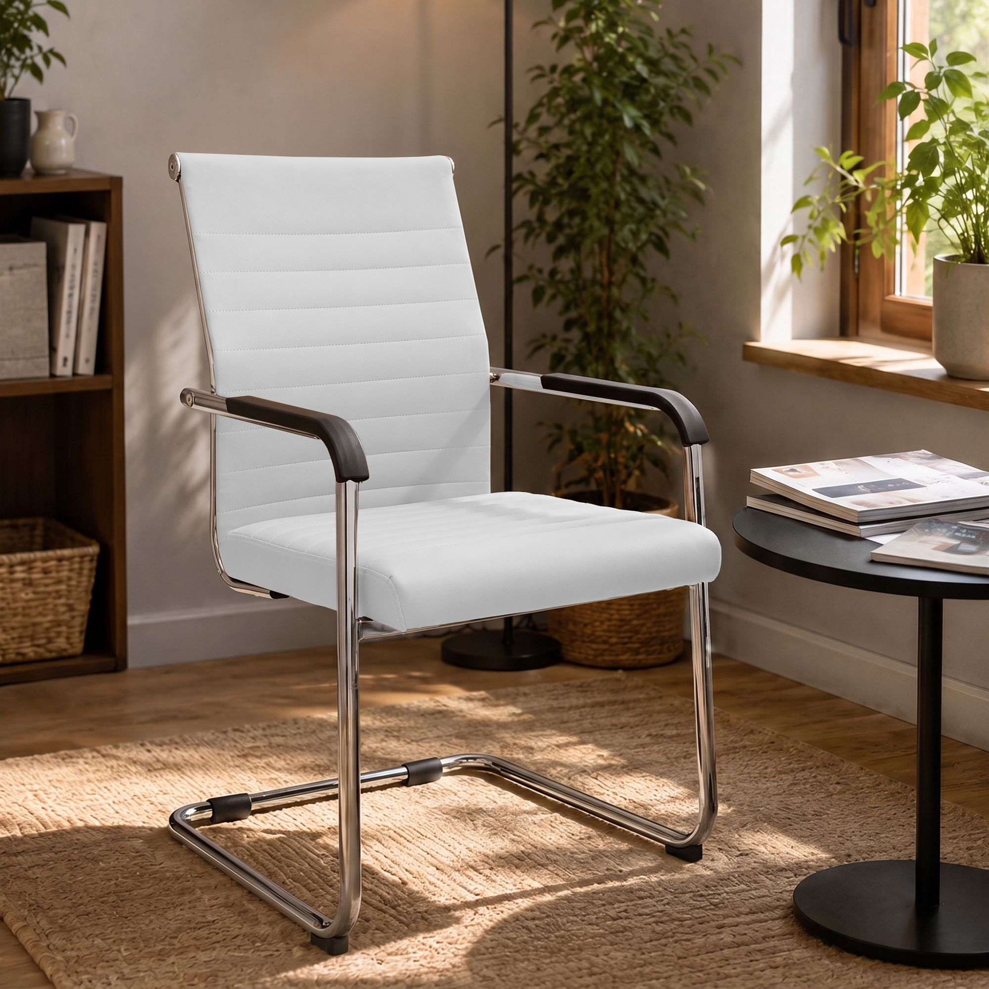 Lot de 2 chaises cantilever Hakon, aspect cuir