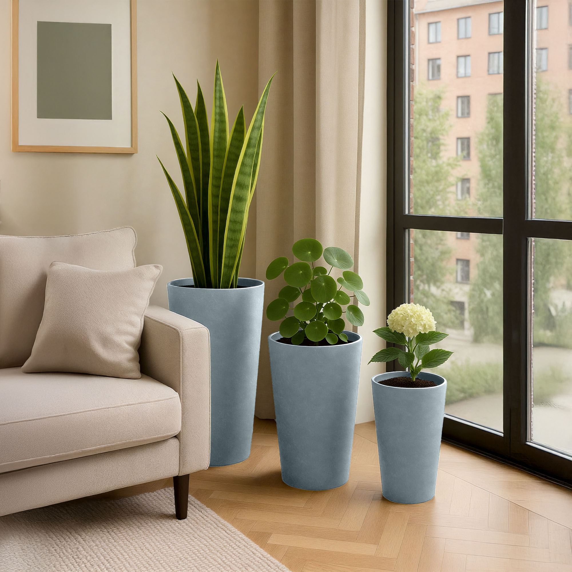 Set de 3 bacs à plantes ronds 3