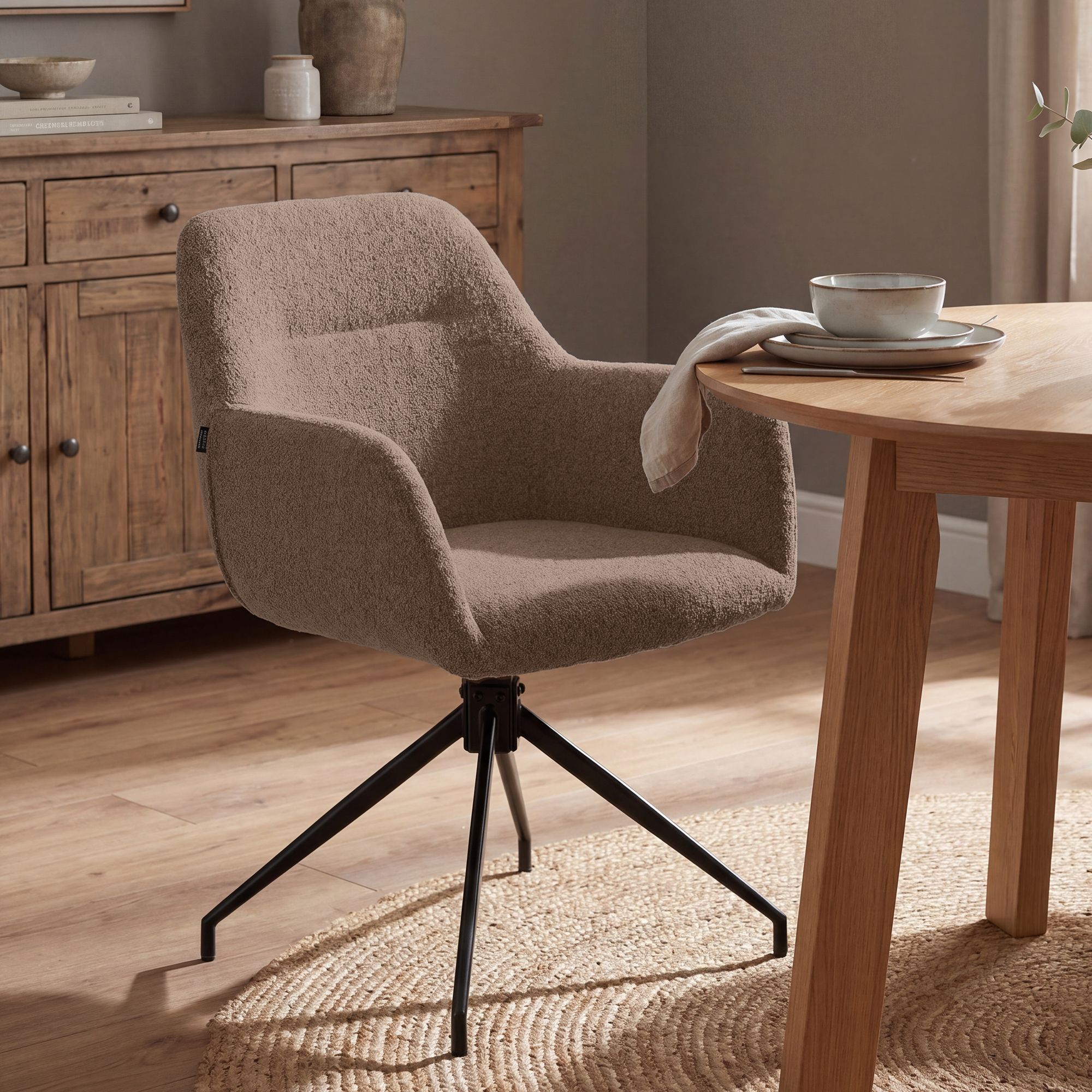 Lot de 2 Chaises de Salle à Manger Merlinda en Tissu Bouclette