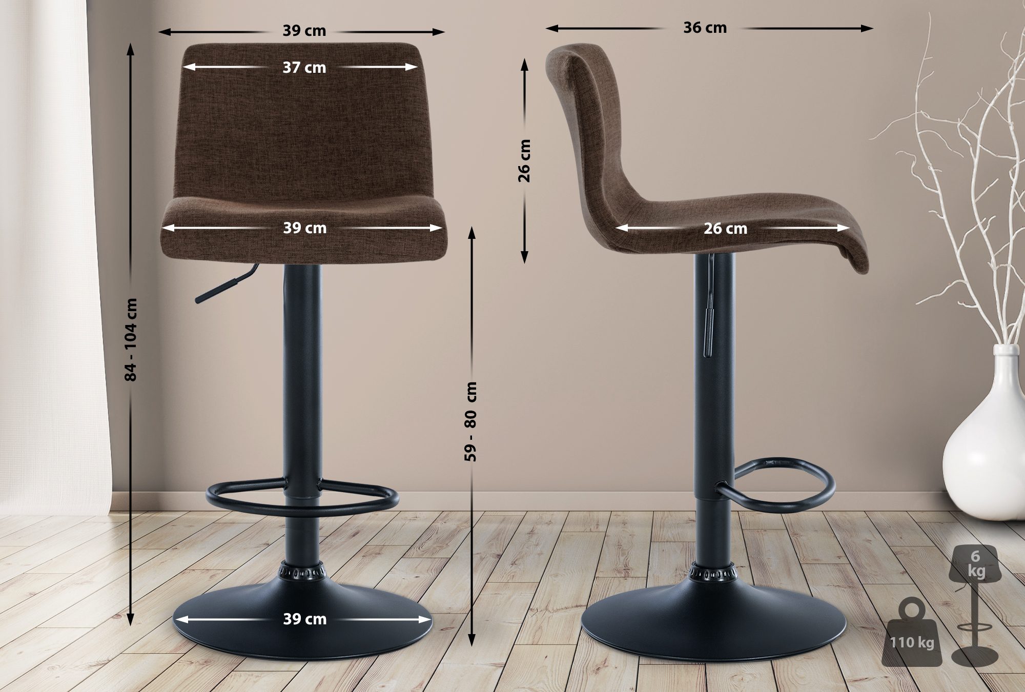 Lot de 2 tabourets de bar Branford