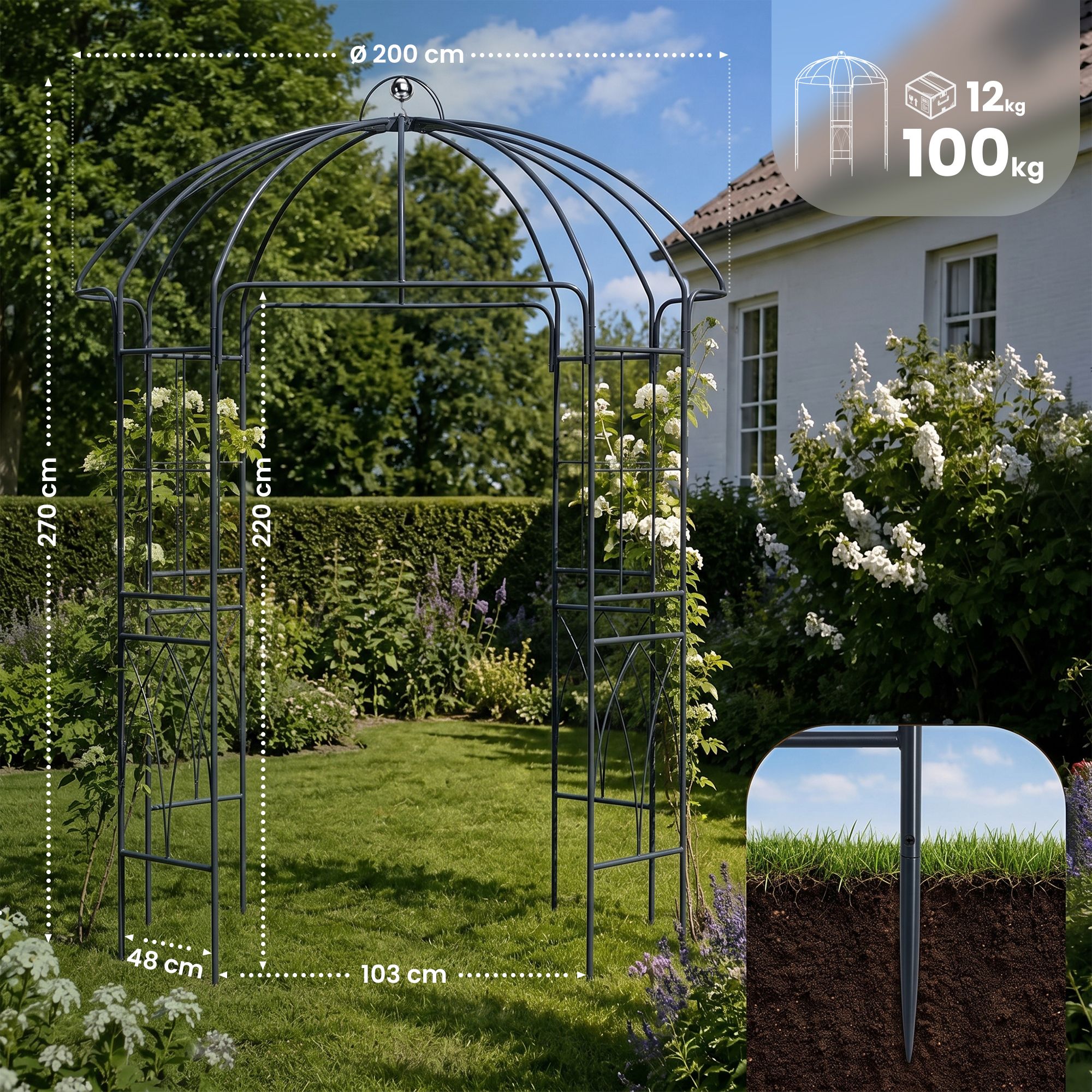Pavillon de jardin Keira avec treillis