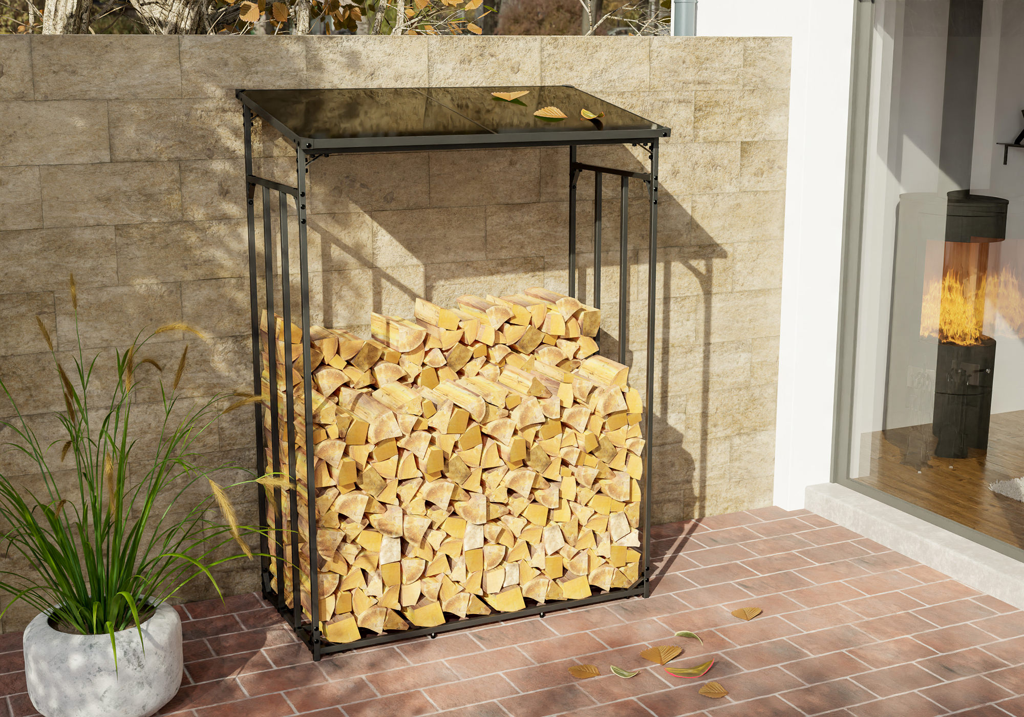 Abri pour bois de chauffage Ruston en Aluminium